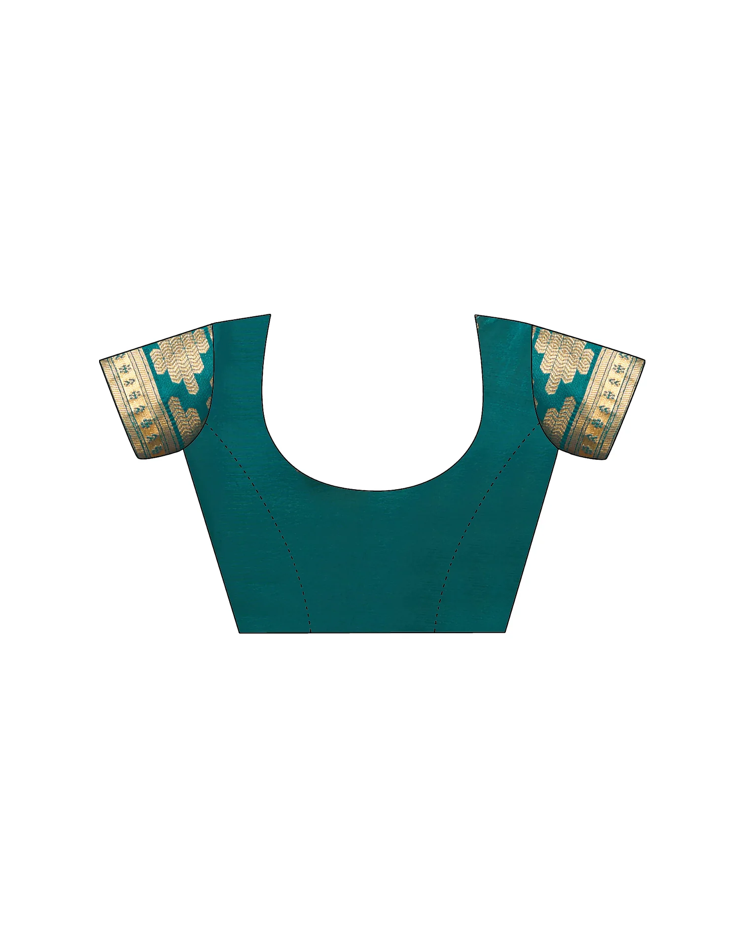 Teal Blue Silk Woven Banarasi Saree - Image 9