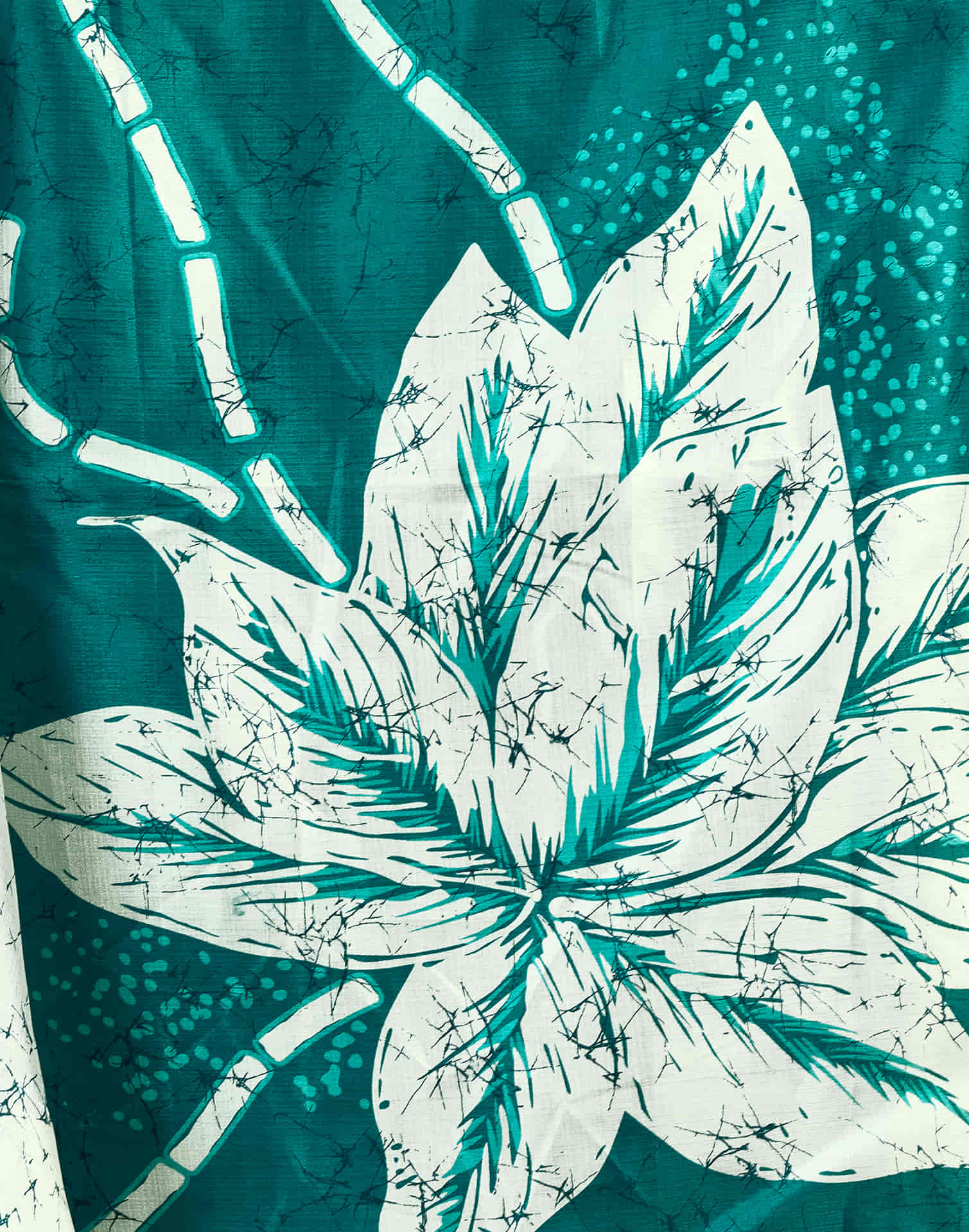 Teal Green Bhagalpuri Silk Printed Saree - Image 7