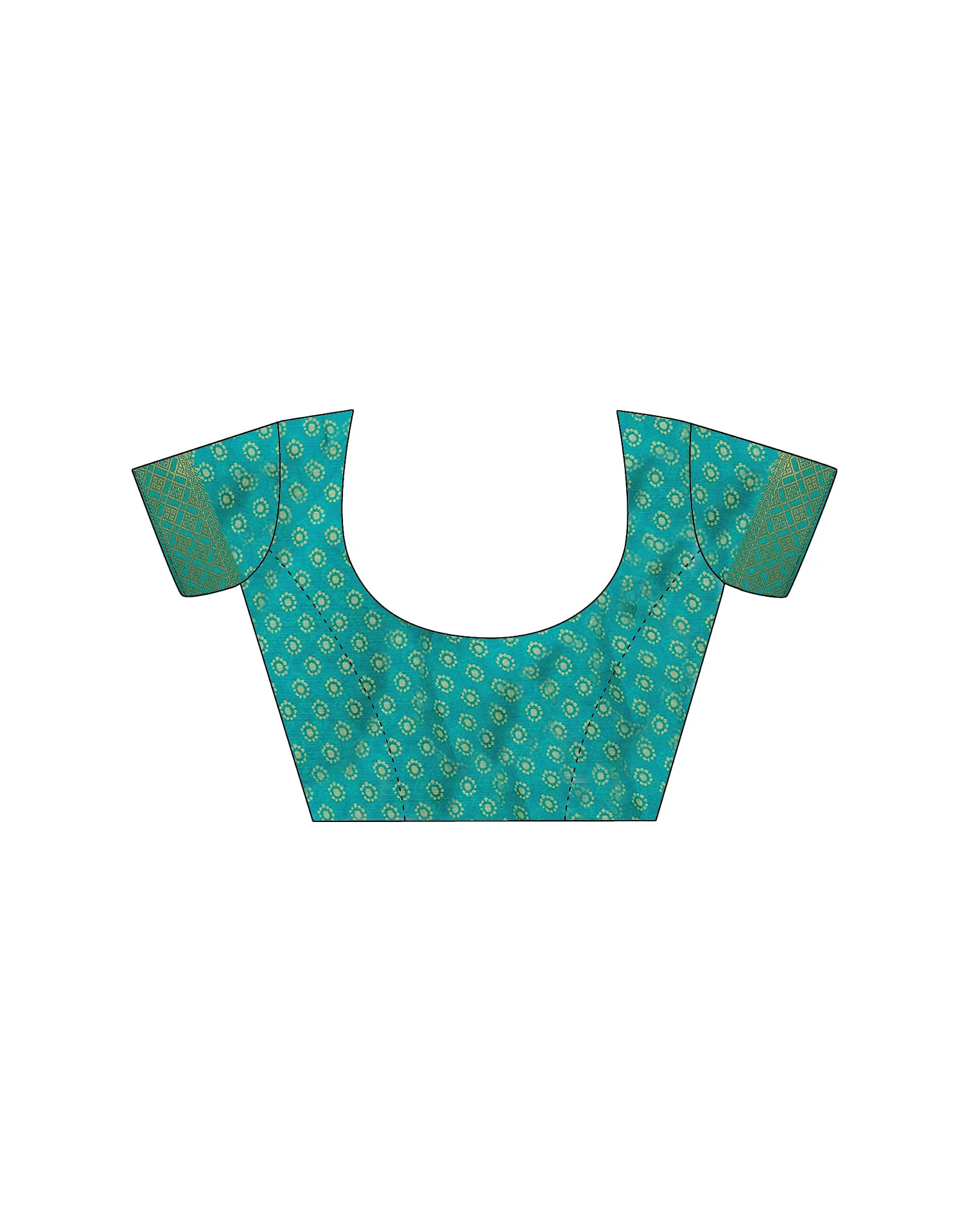 Teal Green Chiffon Printed Bandhani Saree - Image 8