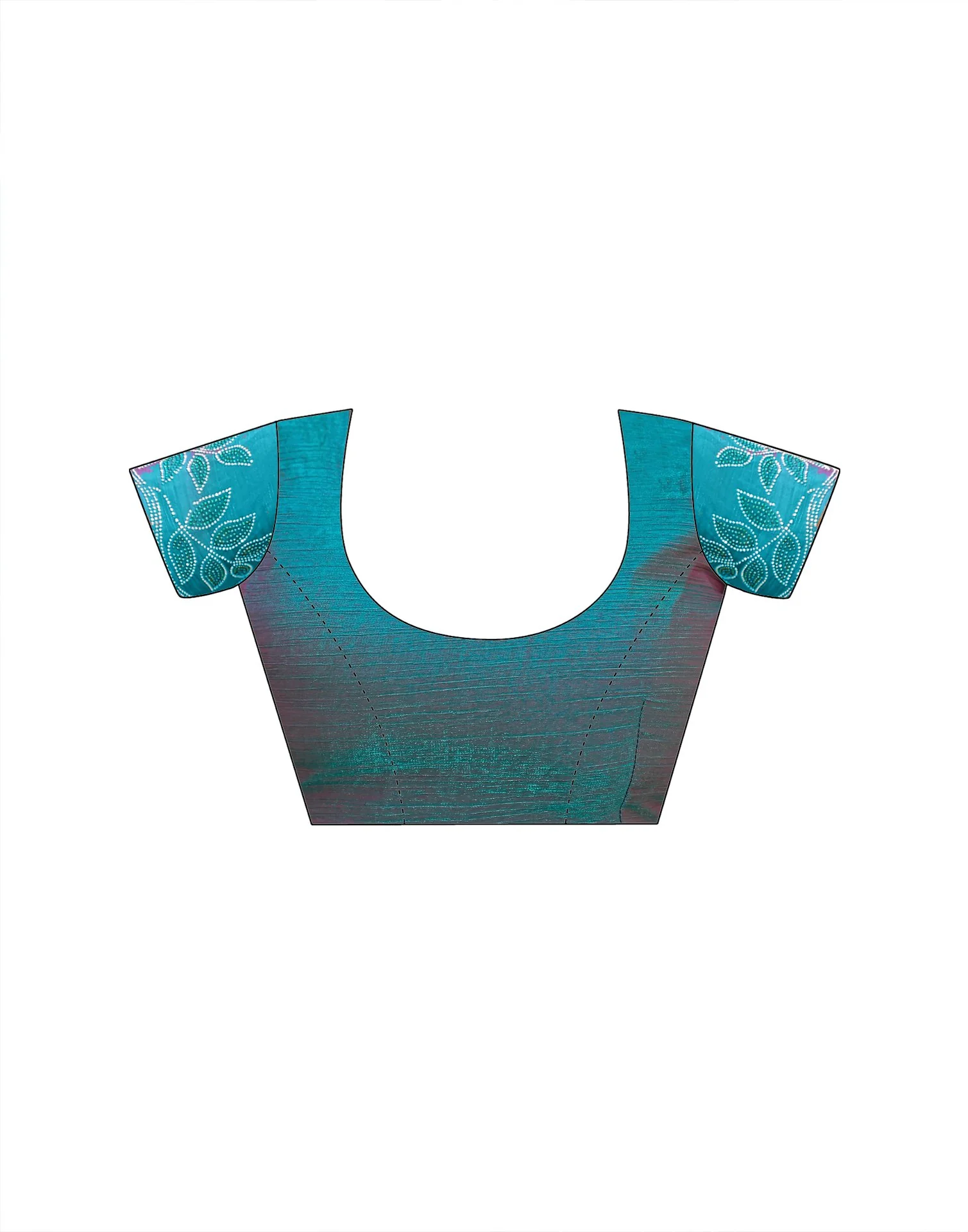 Teal Green Shimmer Chiffon Stone Work Swarovski saree - Image 12