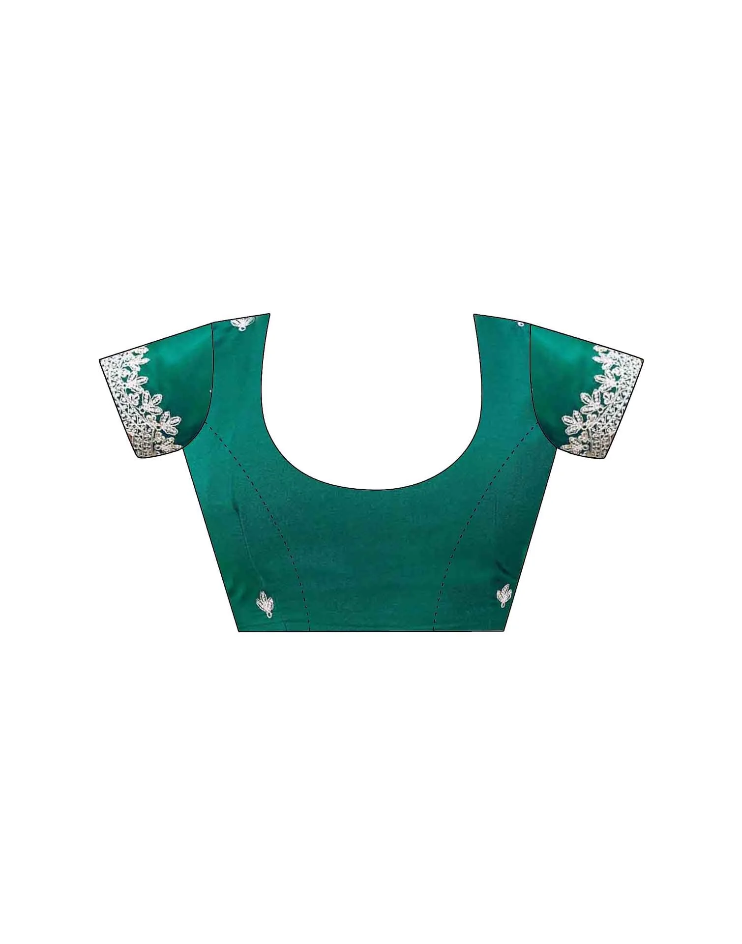 Teal Green Shimmer Georgette Embroidery Embellished Saree - Image 9