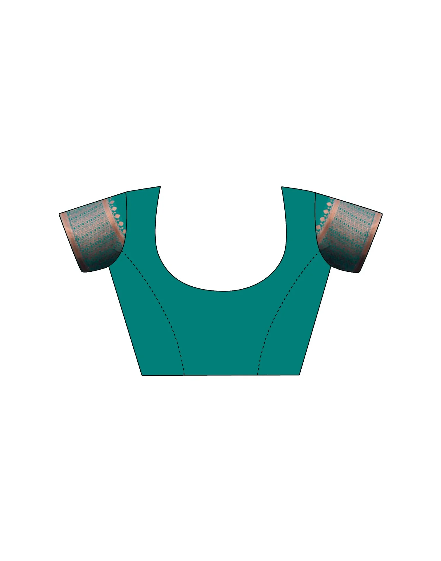 Teal Green Silk Woven Banarasi Saree - Image 10