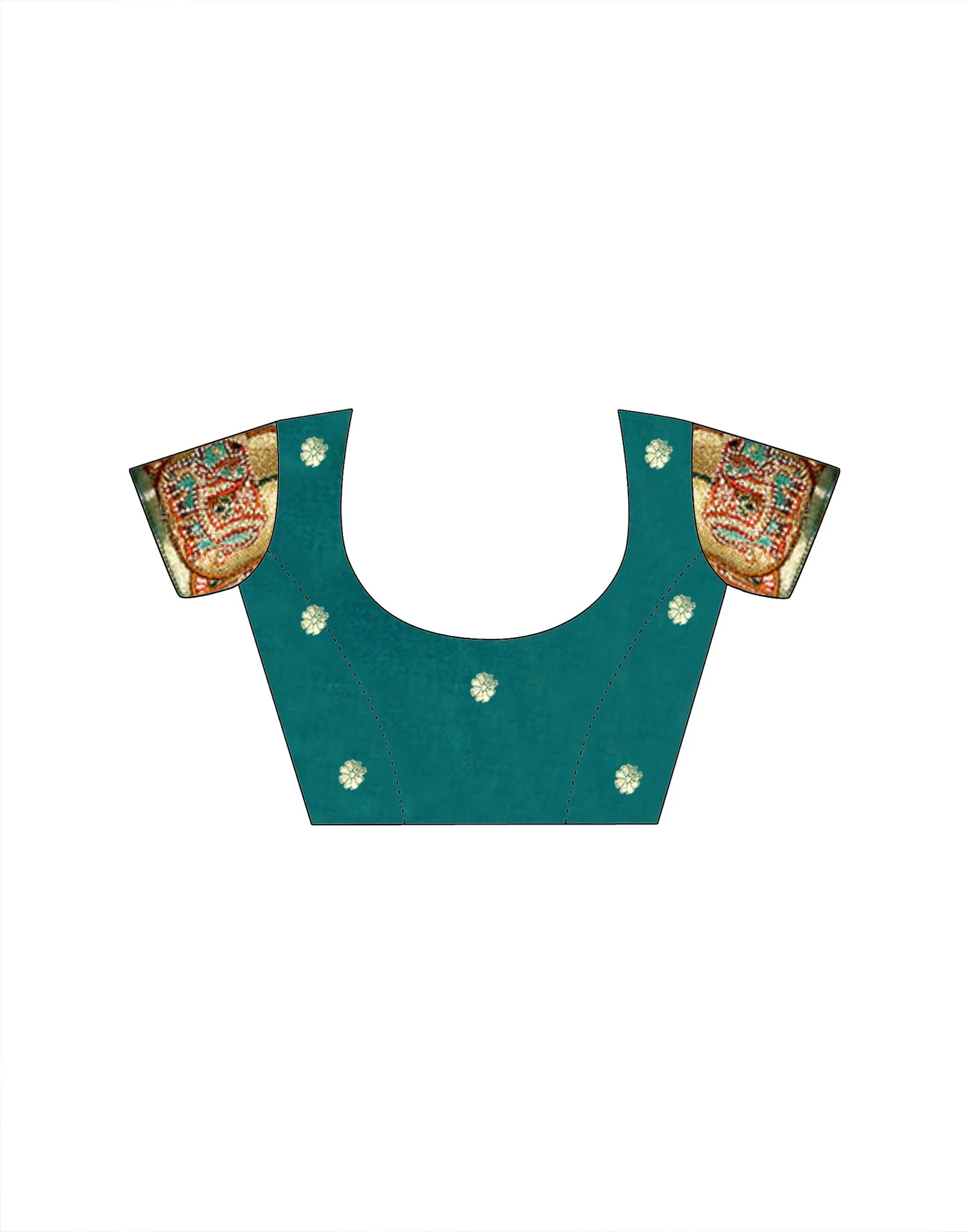 Teal Green Silk Woven Embroidery Stone Work Embellished Saree - Image 13