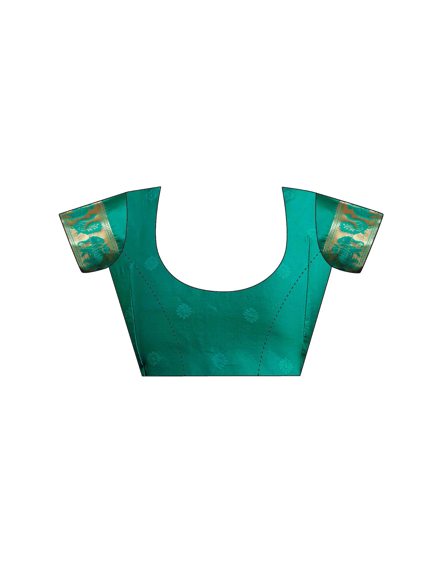 Teal Green Silk Woven Paithani Saree - Image 9