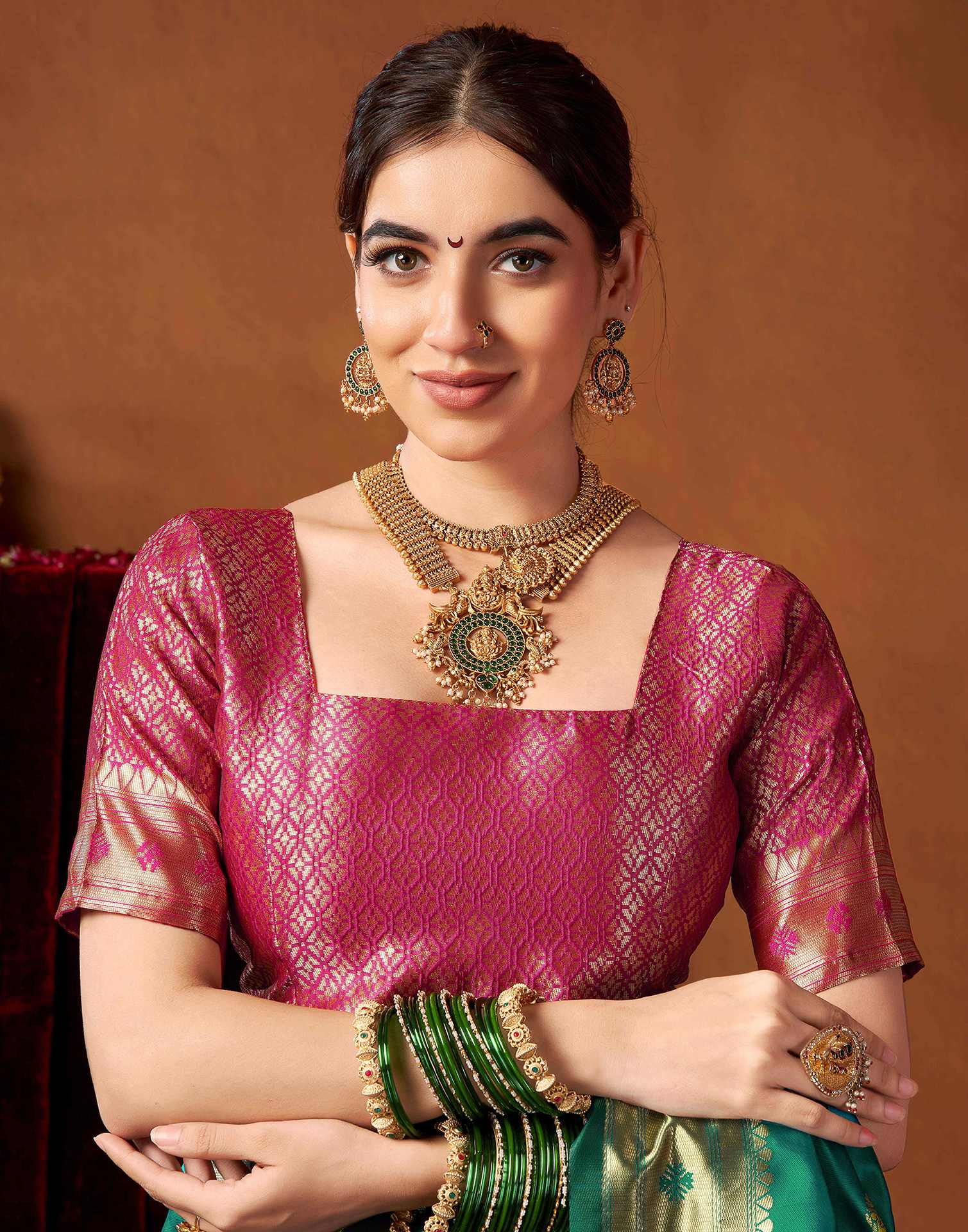 Teal Green Silk Paithani Chaturthi Saree - Image 9