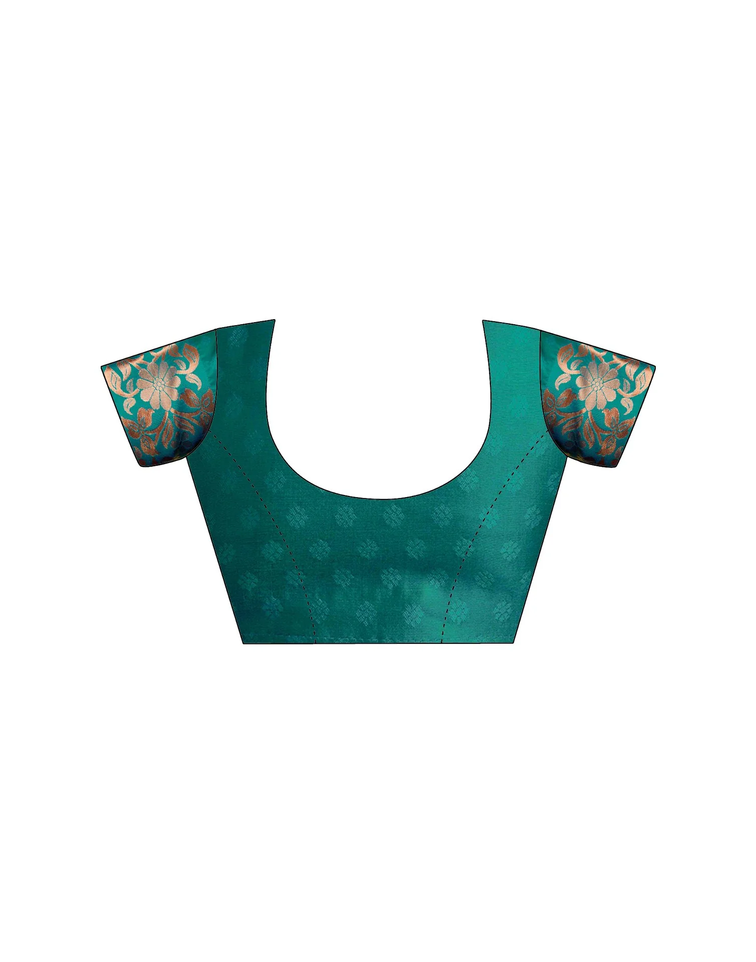 Teal Green Silk Woven Banarasi Saree - Image 10