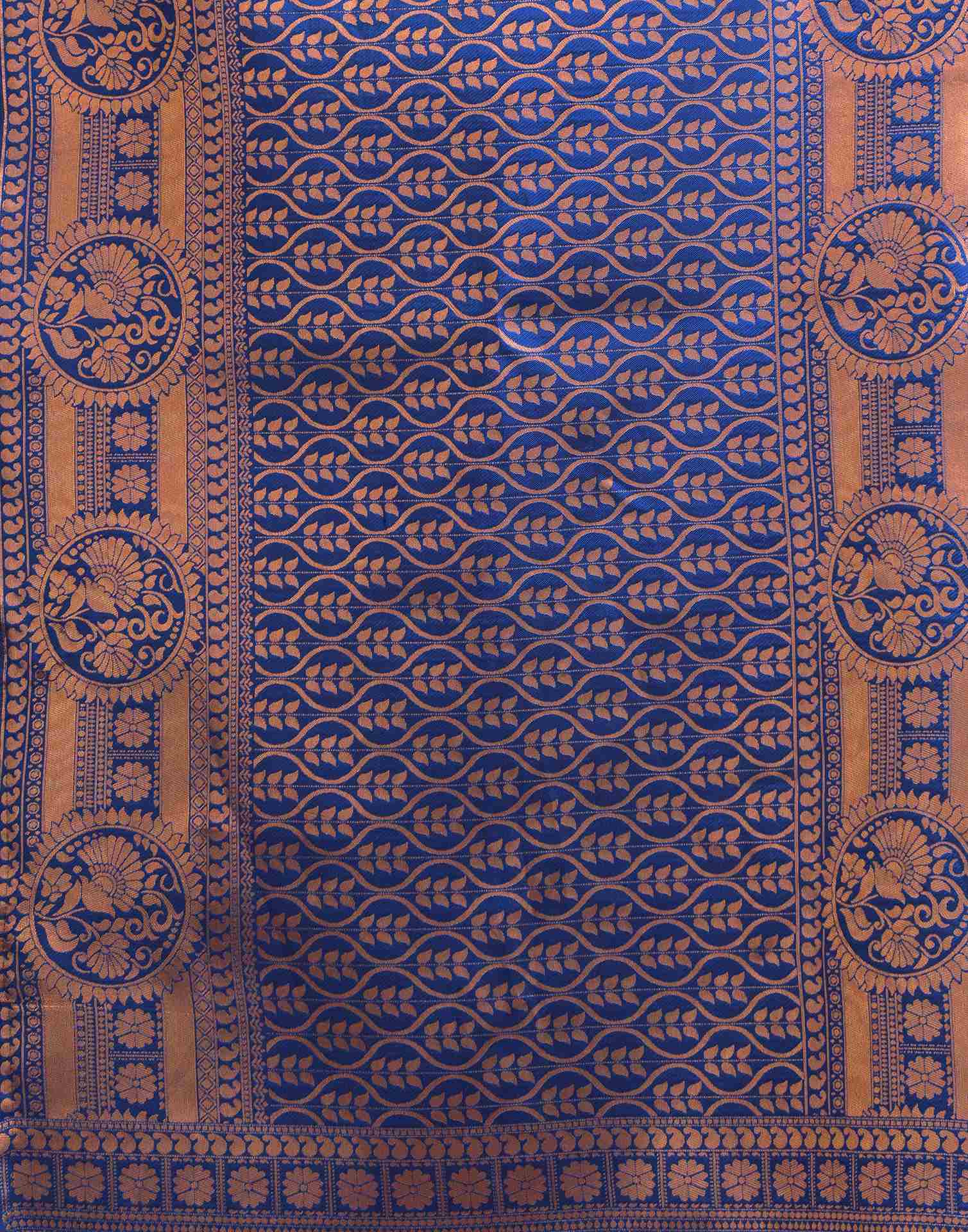 Teal Green Silk Woven Kanjivaram Saree - Image 7