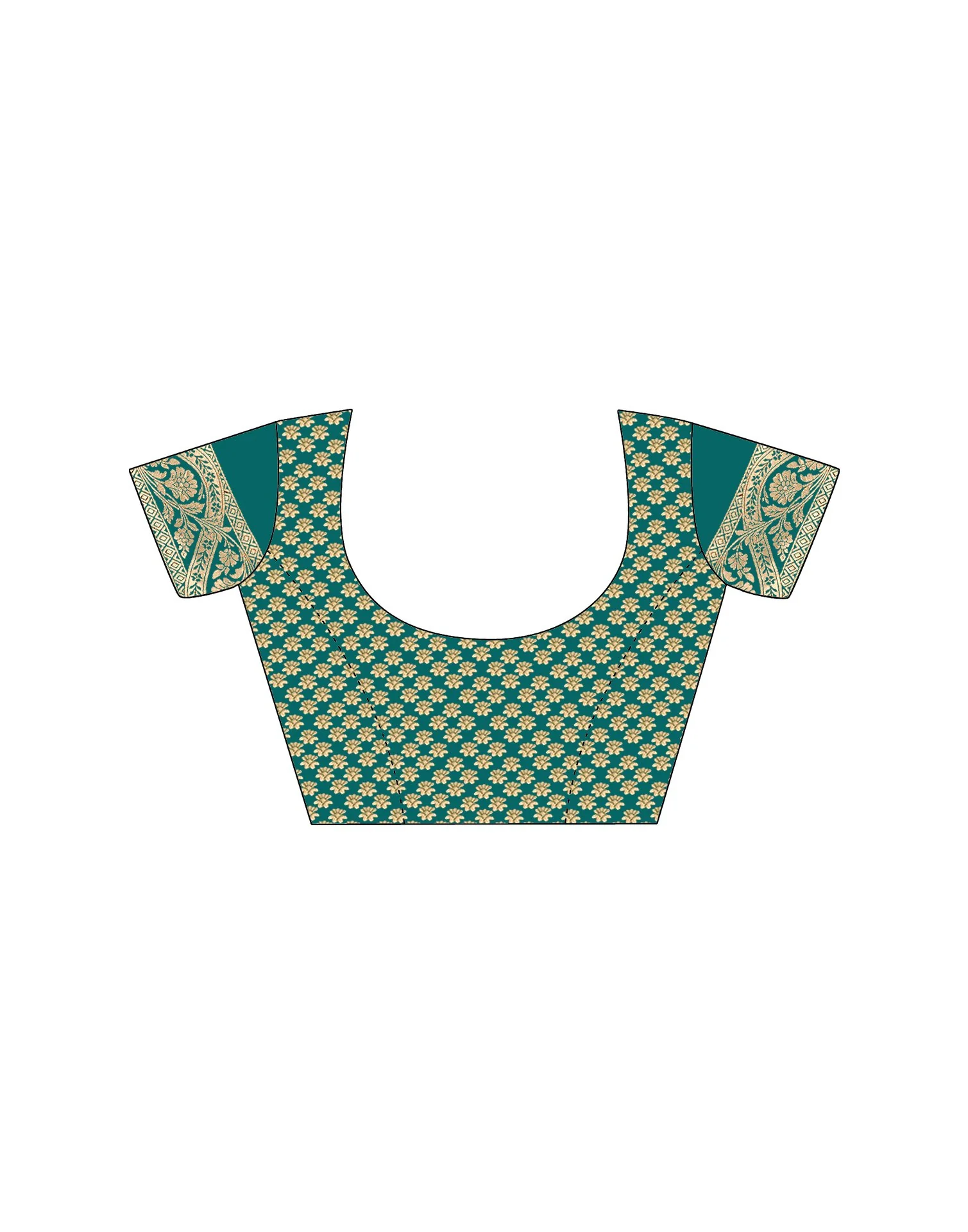 Teal Green Silk Woven Saree - Image 12