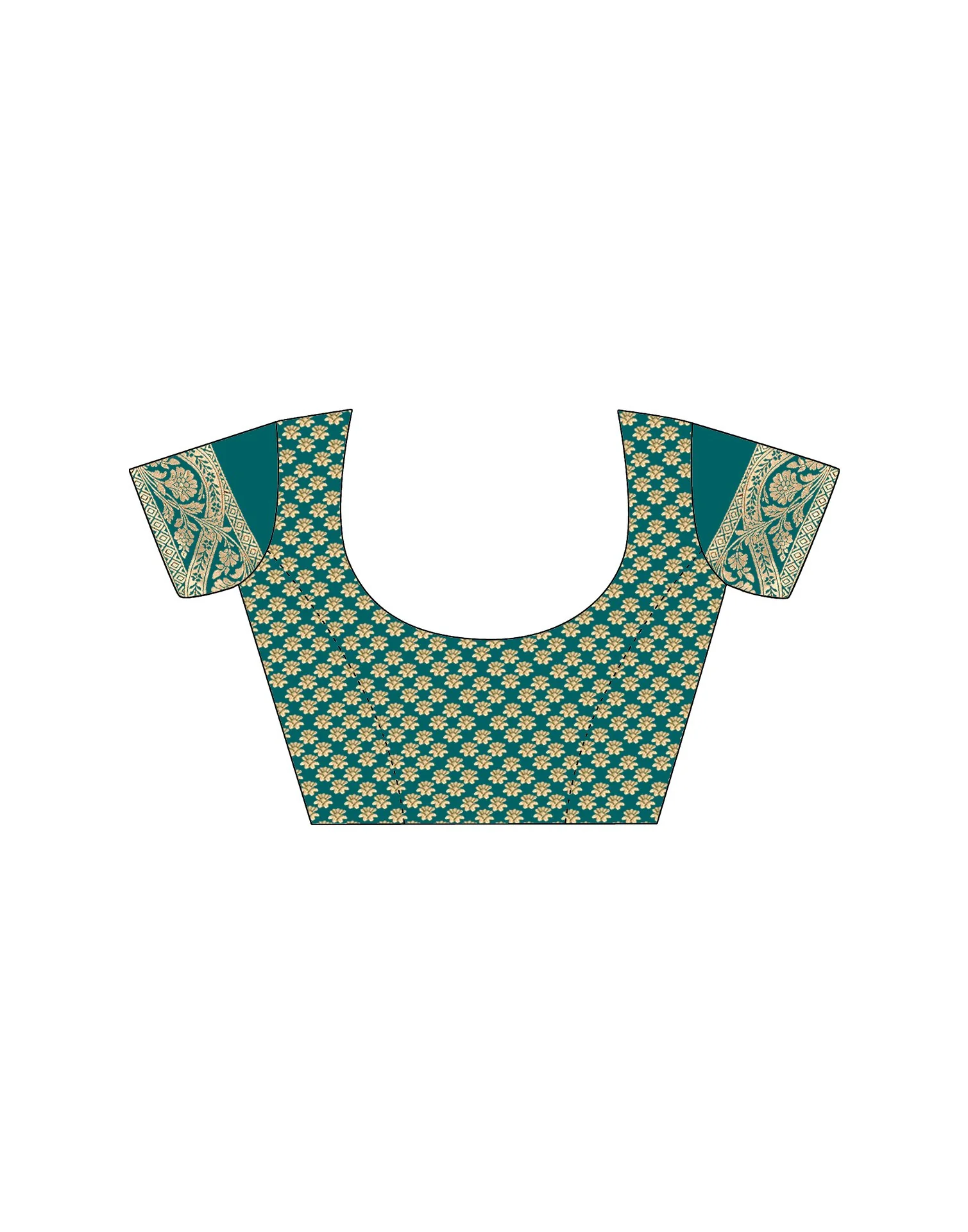 Teal Green Silk Woven Saree - Image 12