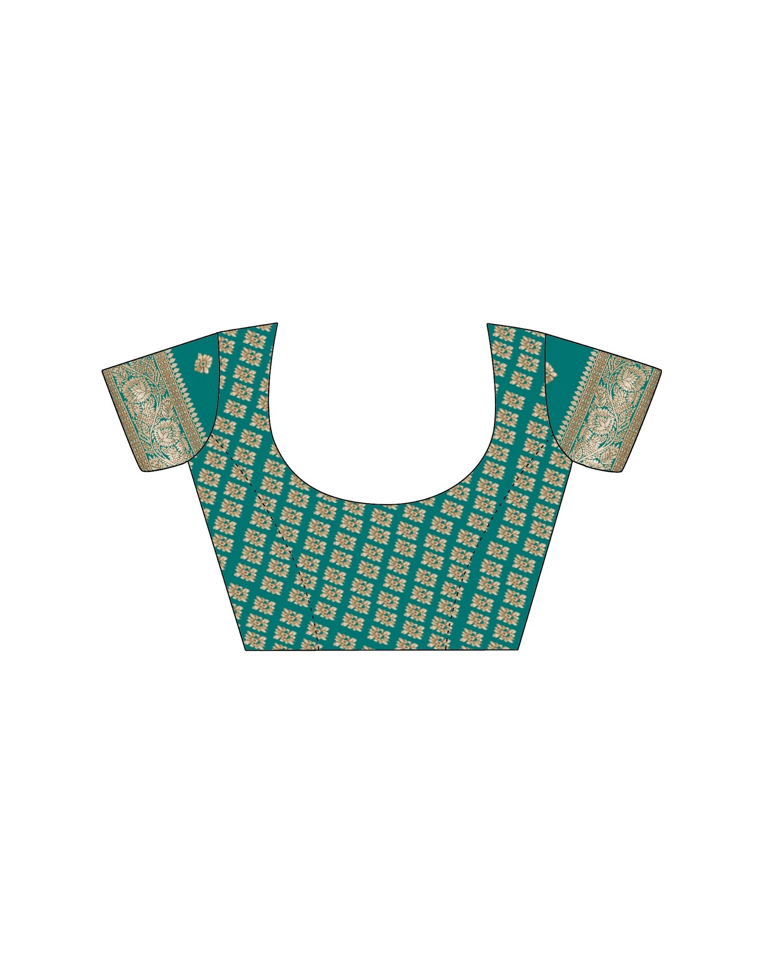 Teal Green Silk Woven Saree - Image 11