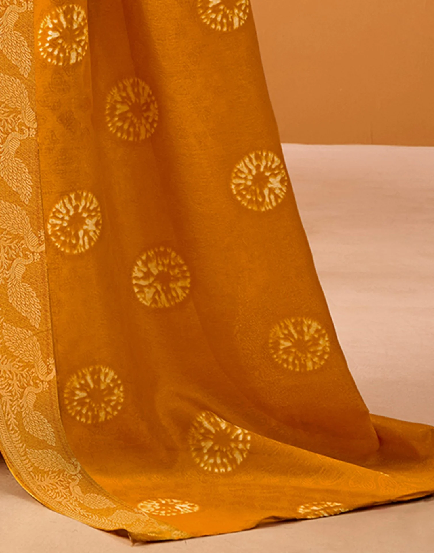 Turmeric Yellow Silk Woven Printed Saree - Image 6