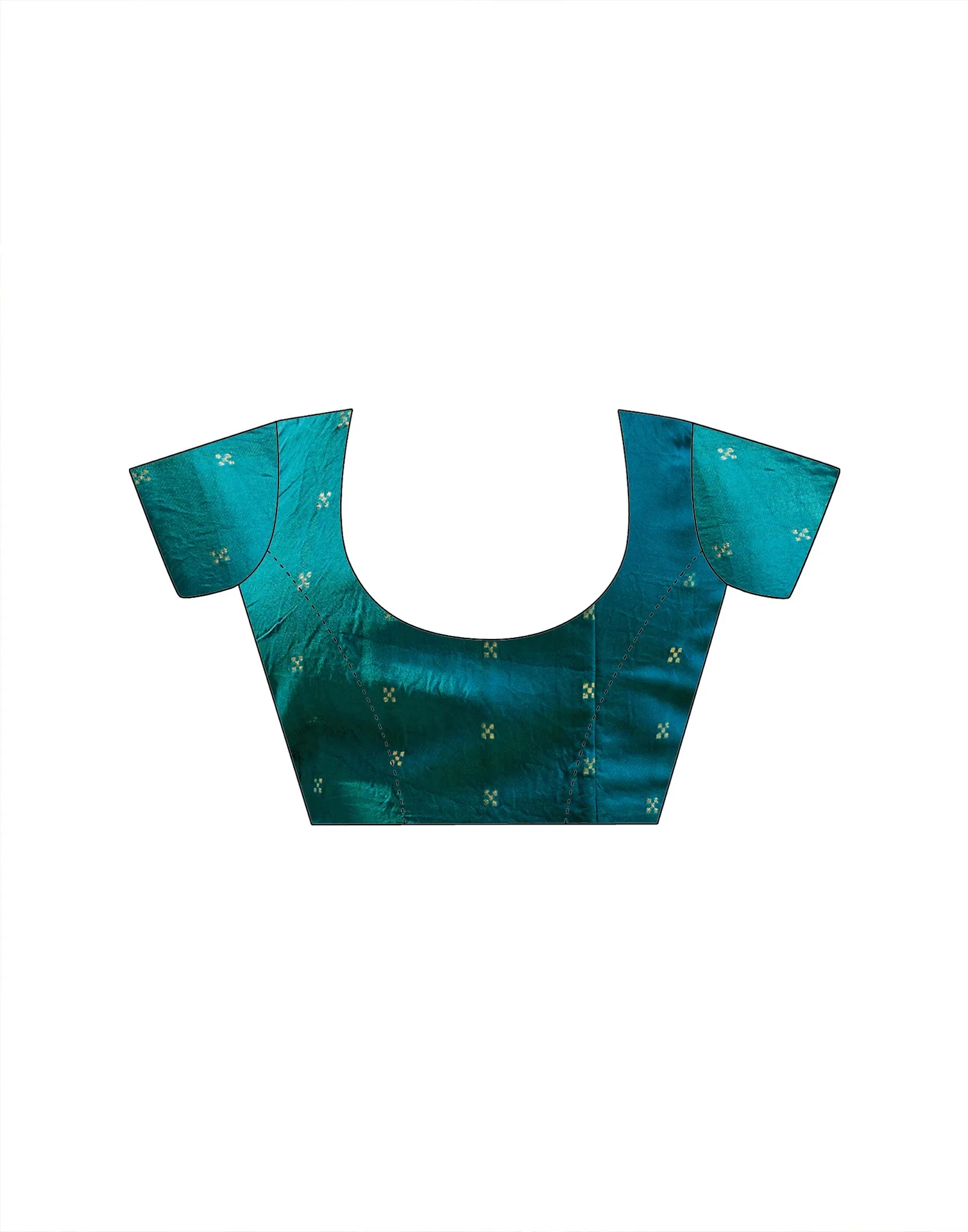 Turquoise Blue Chiffon Bandhani Printed Embroidery Saree - Image 10