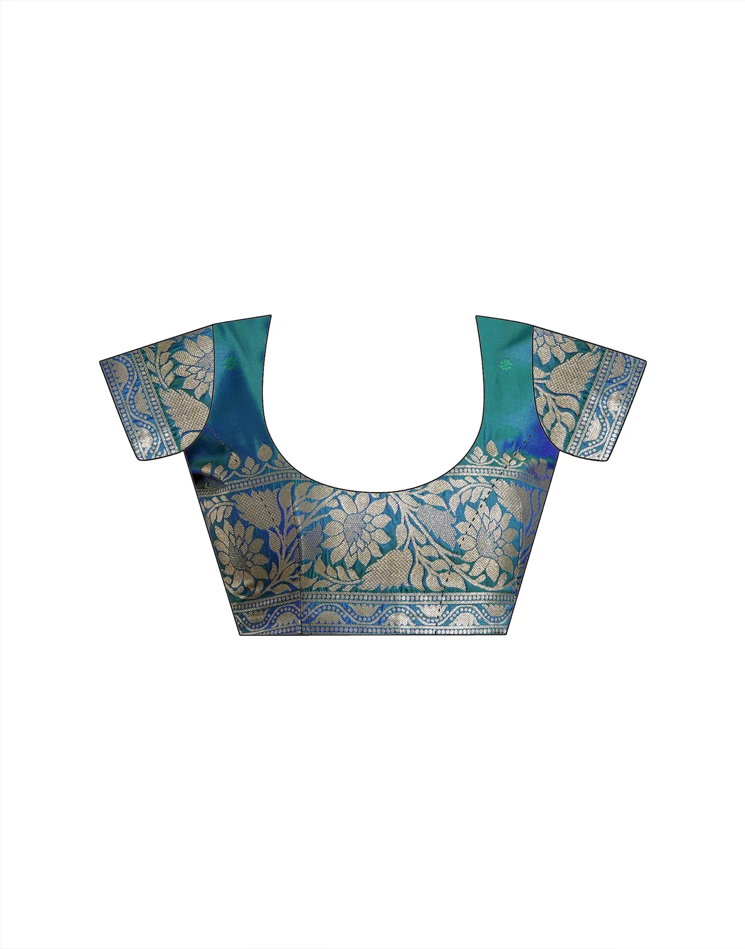 Turquoise Blue Silk Woven Kanjivaram Saree - Image 9