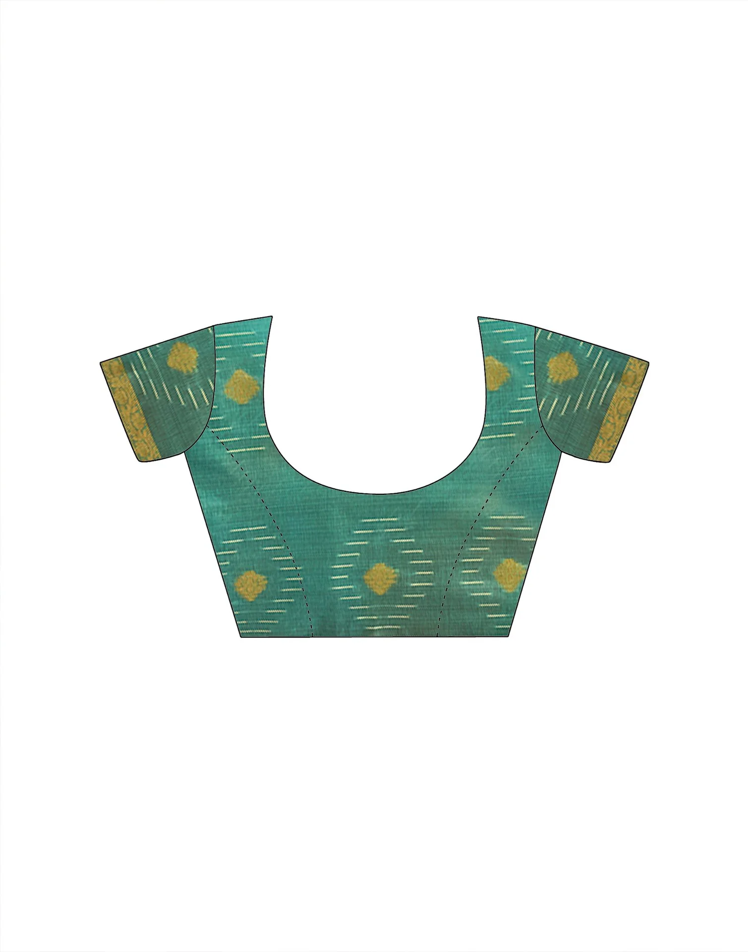 Turquoise Cotton Chanderi Woven Saree - Image 8