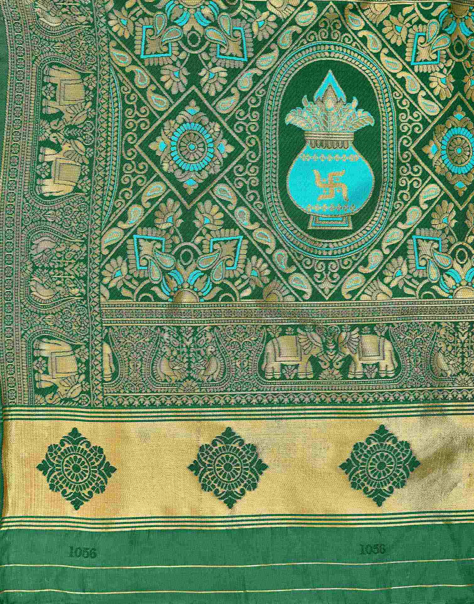 Turquoise Silk Woven Patola Saree - Image 7