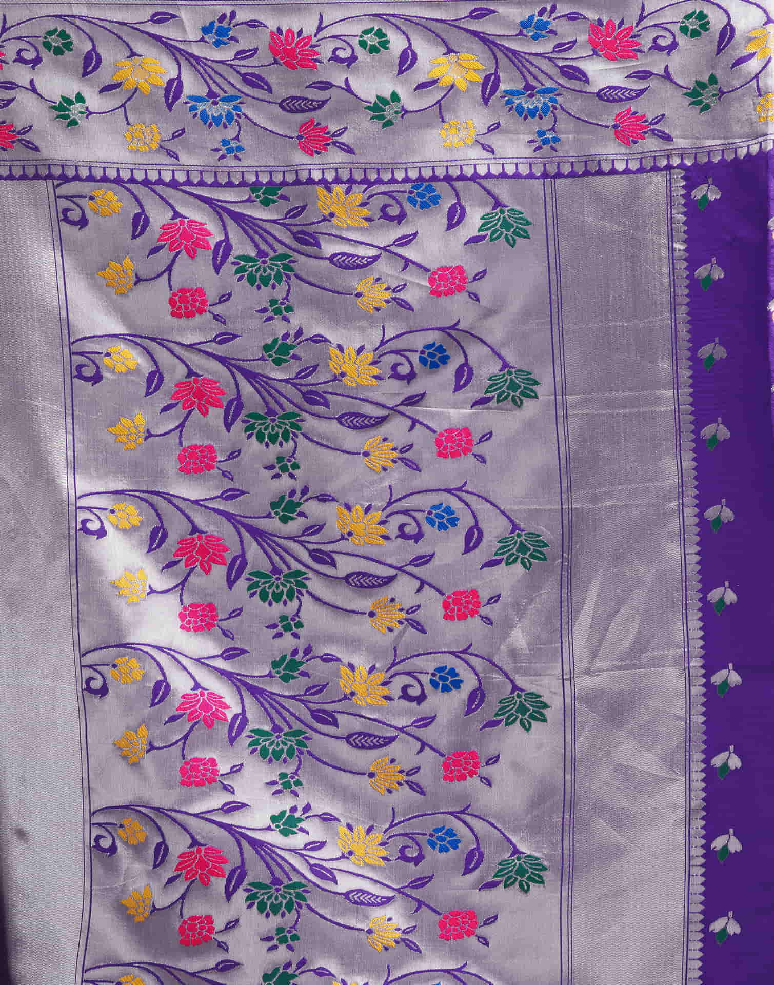 Violet Silk Woven Paithani Saree - Image 10