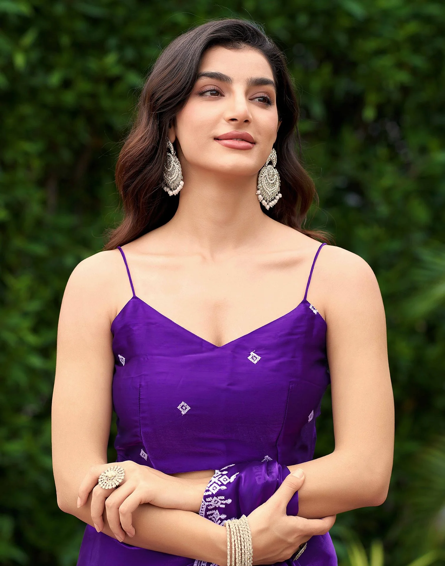 Voilet Shimmer Sequence Embroidery Saree - Image 10