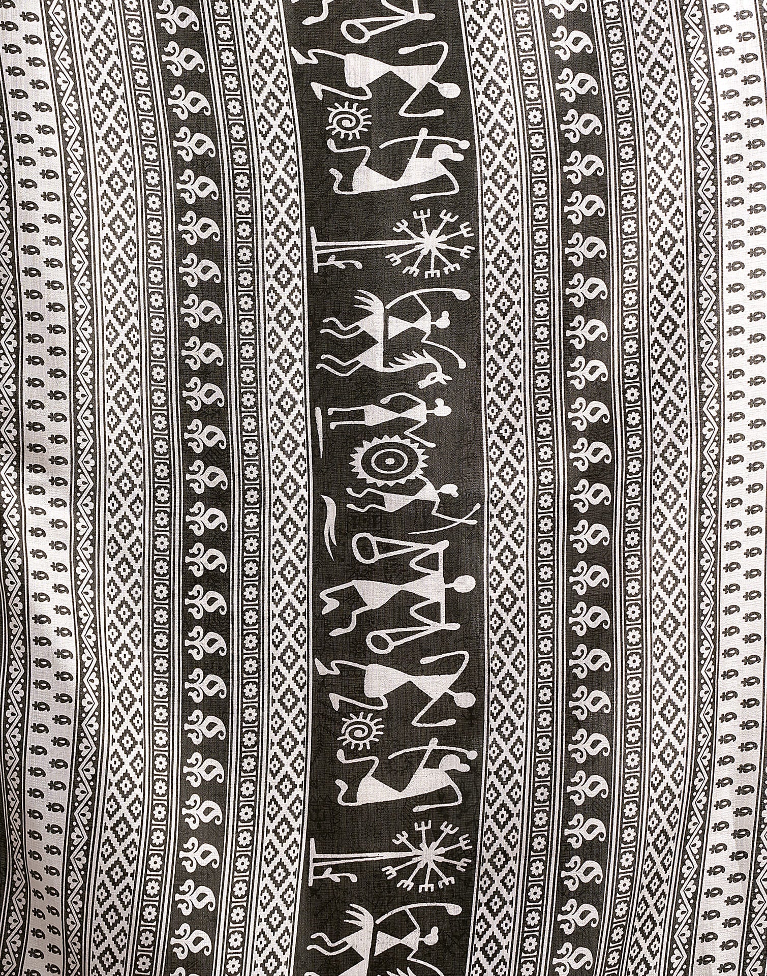 White Cotton Blend Printed Saree - Image 11
