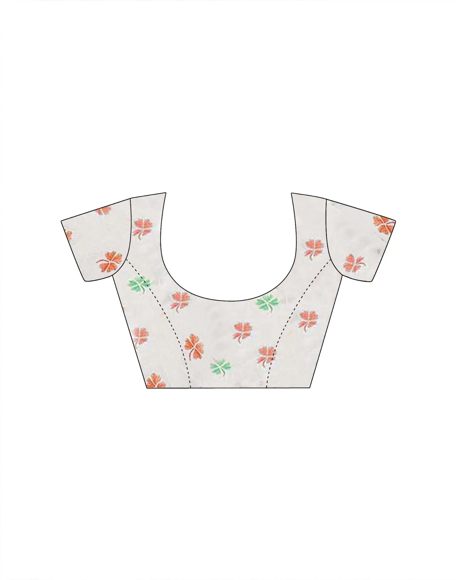 White Linen Floral Printed Saree - Image 9