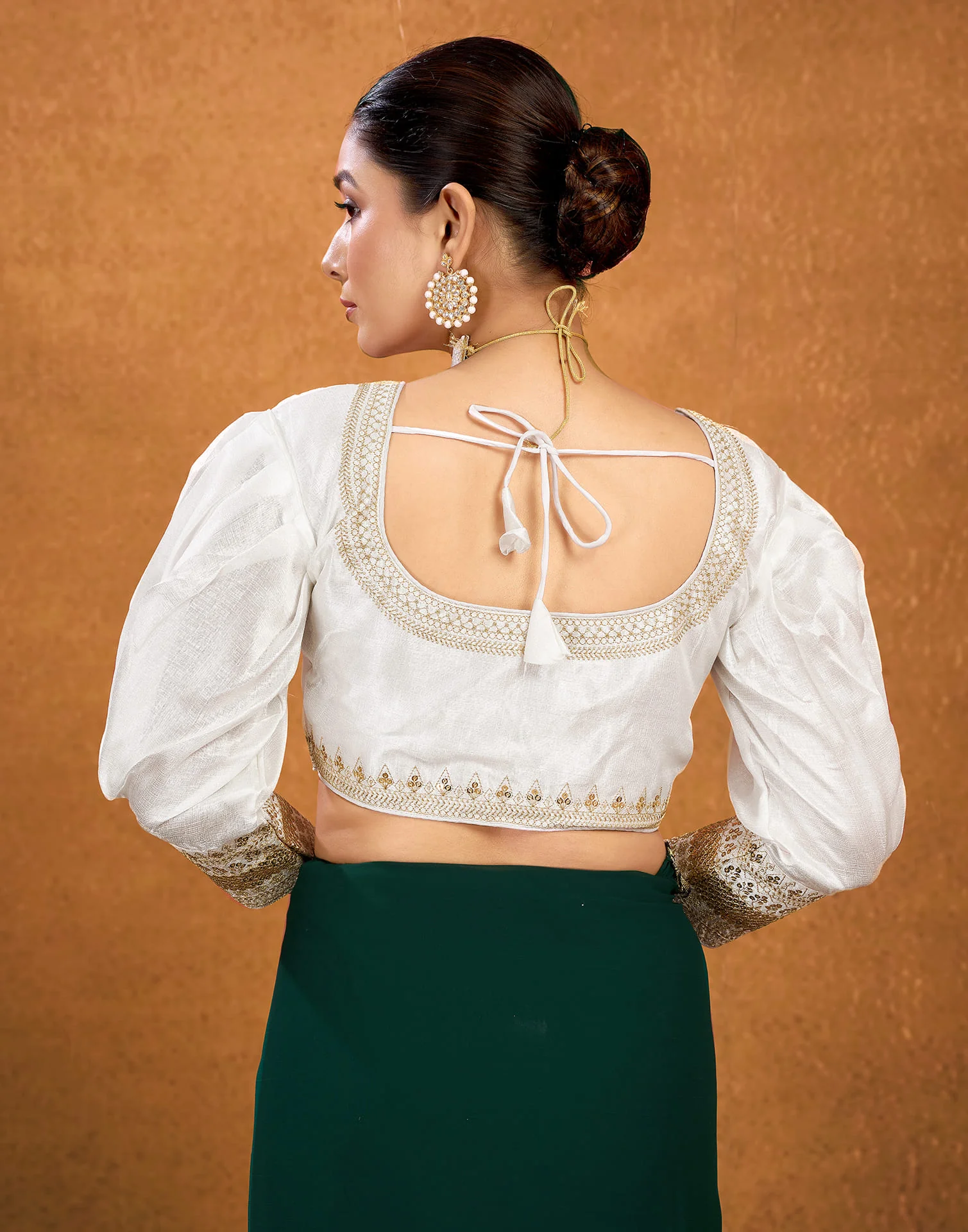 White Silk Sequence Sequence Blouse - Image 2