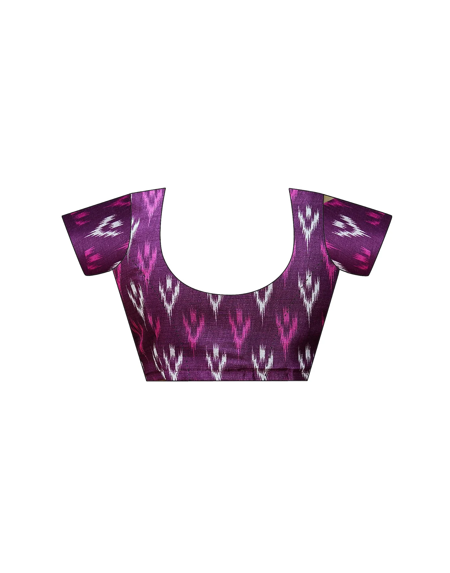 Wine Cotton Blend Ikkat Printed Saree - Image 11