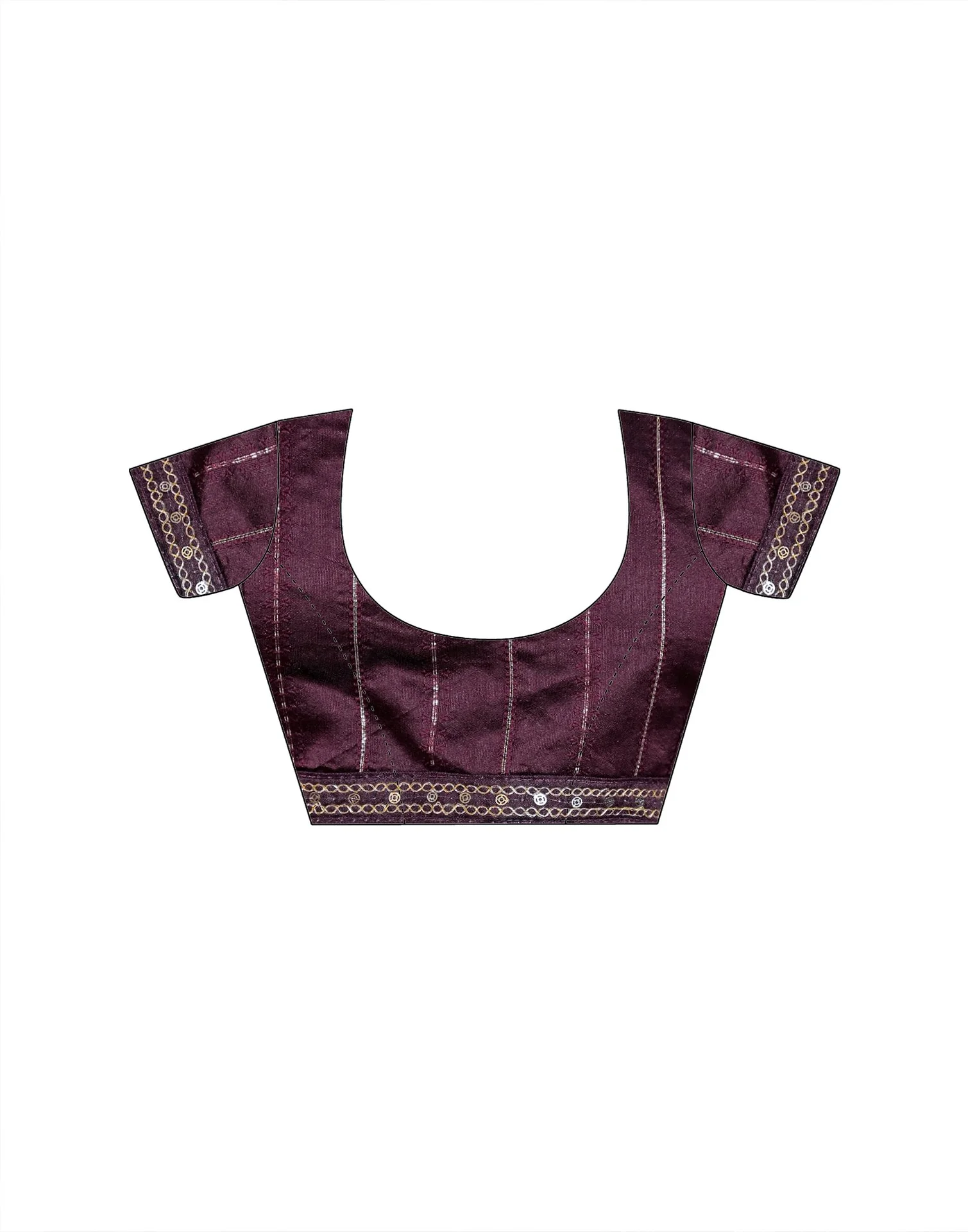 Wine Georgette Foil Printed Lace Saree - Image 10
