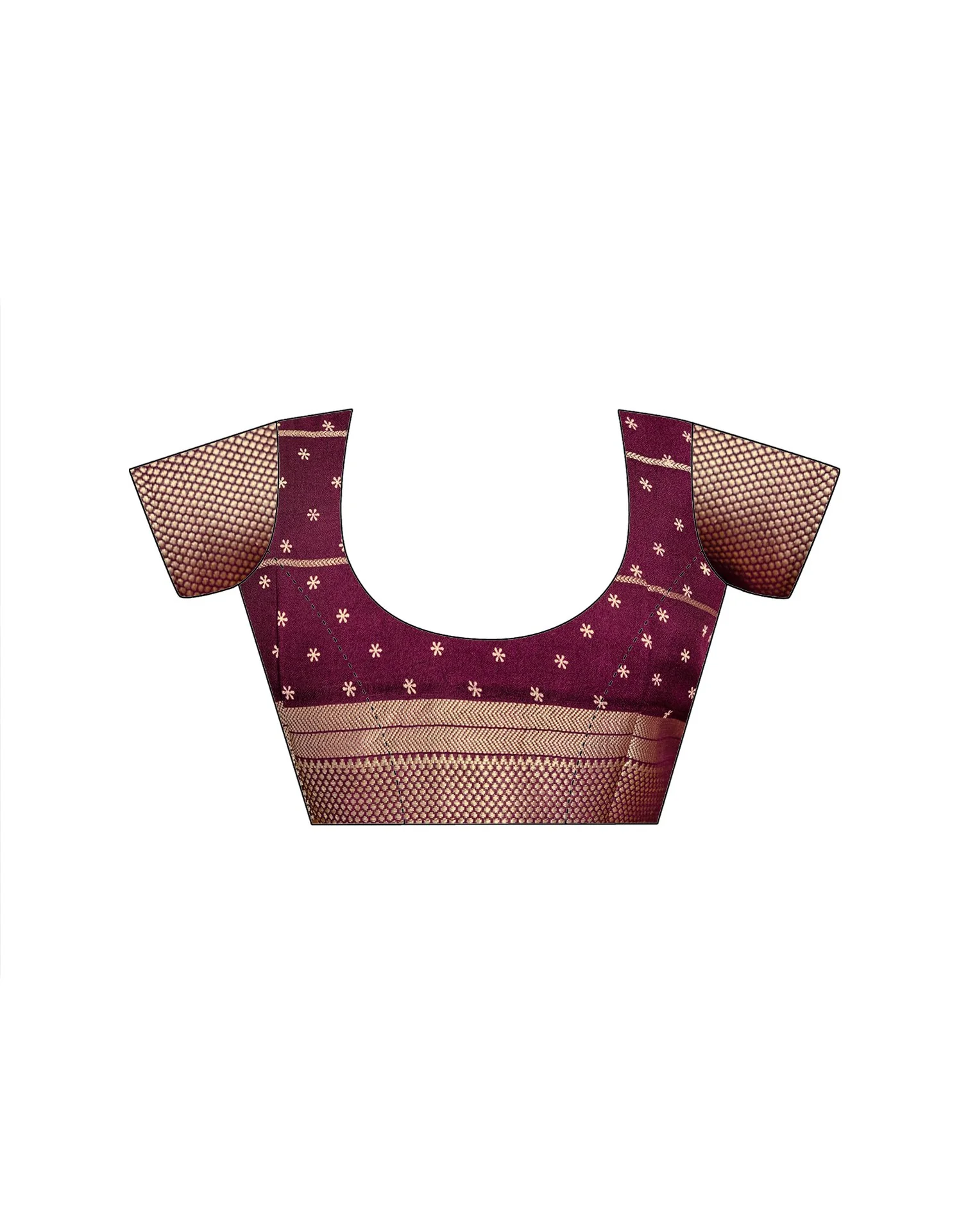 Wine Georgette Printed Zari Stripe SareeĀ - Image 11