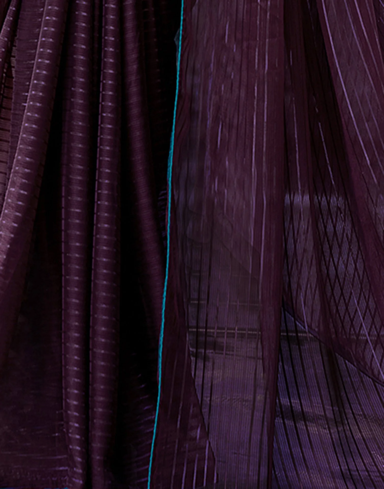 Wine Georgette Zari Stripe Saree - Image 6