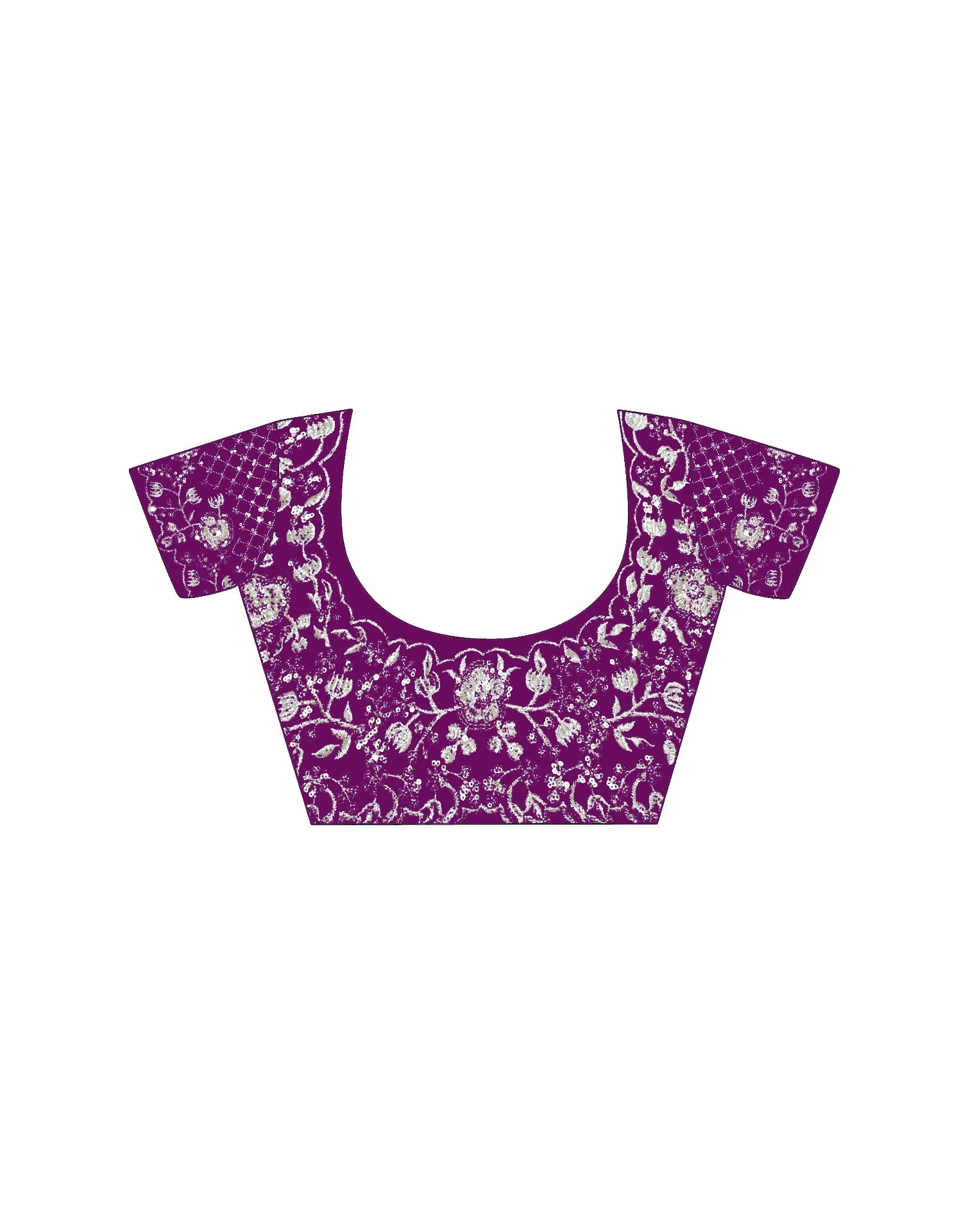Wine Organza Embroidery Lace Saree - Image 9