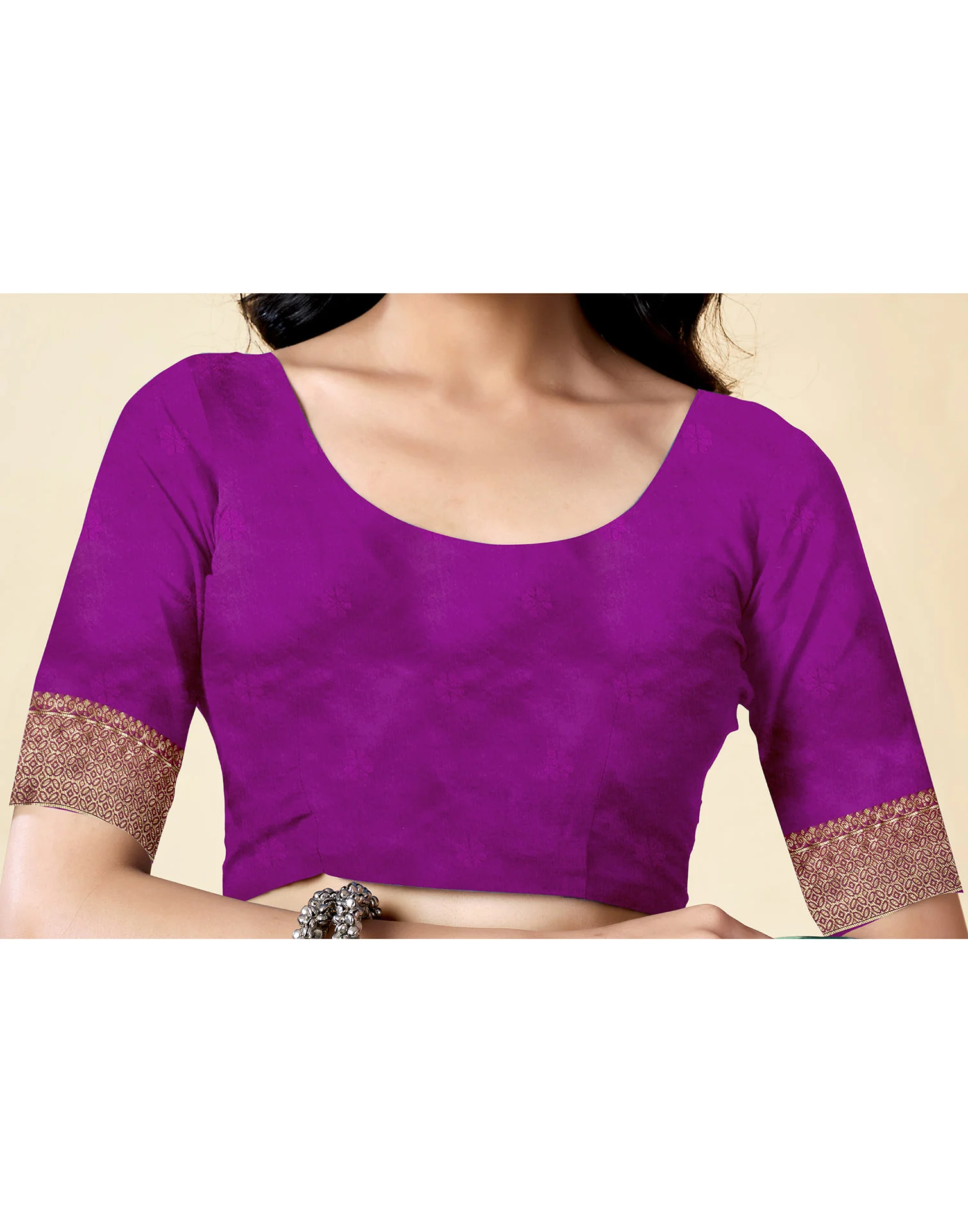 Wine Silk Woven Banarasi Saree - Image 6