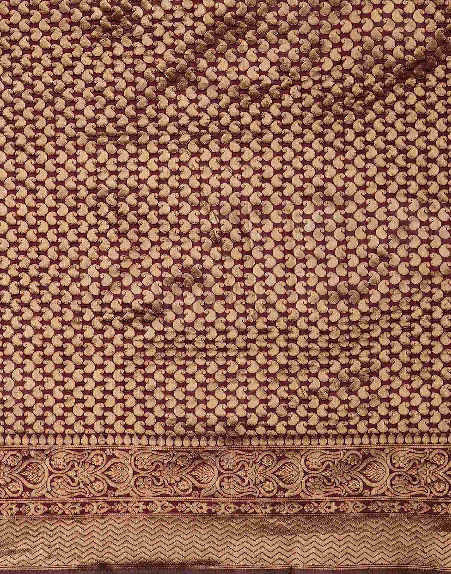 Wine Silk Woven Banarasi Saree - Image 10