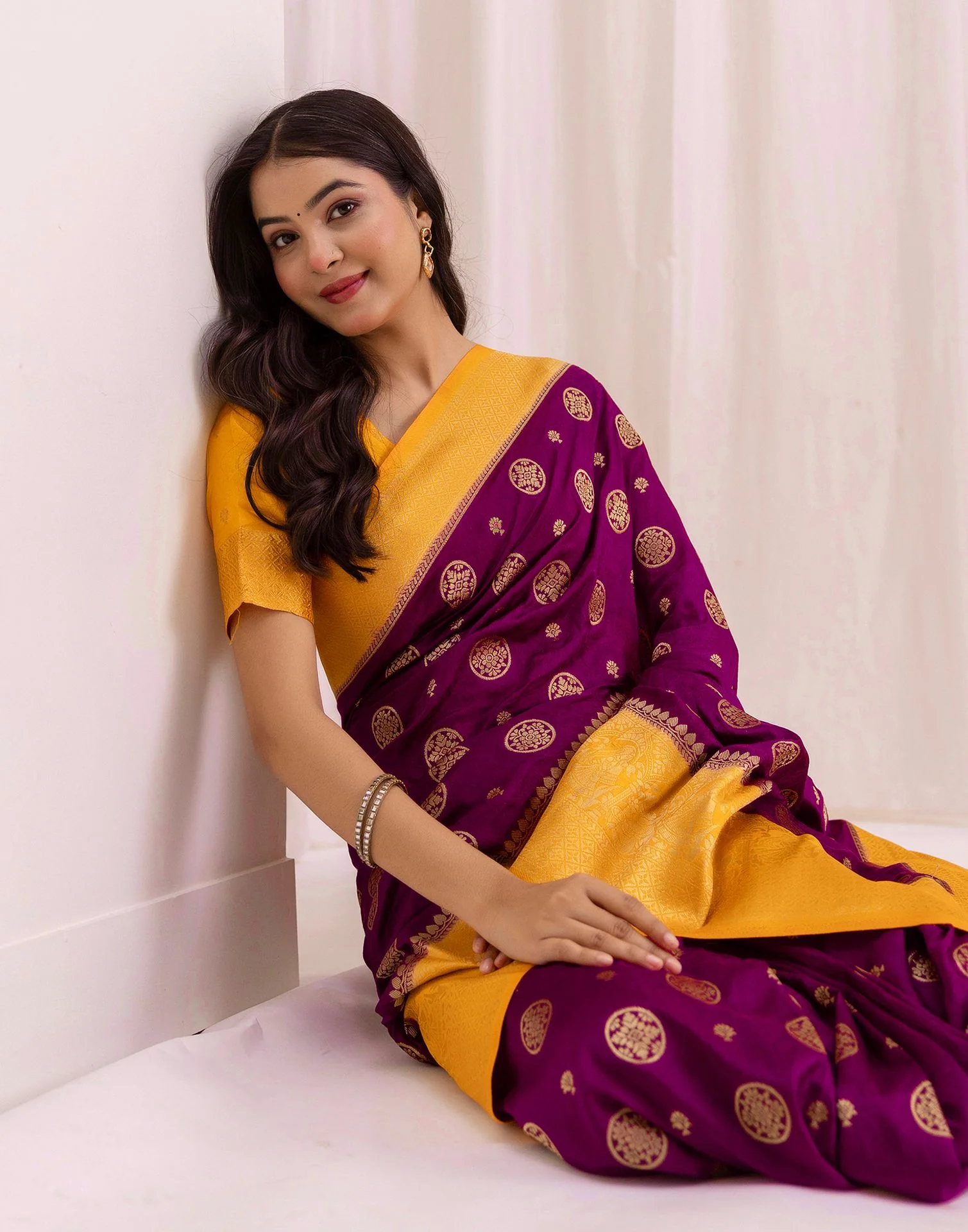 Wine Silk Woven Kanjivaram Saree - Image 2