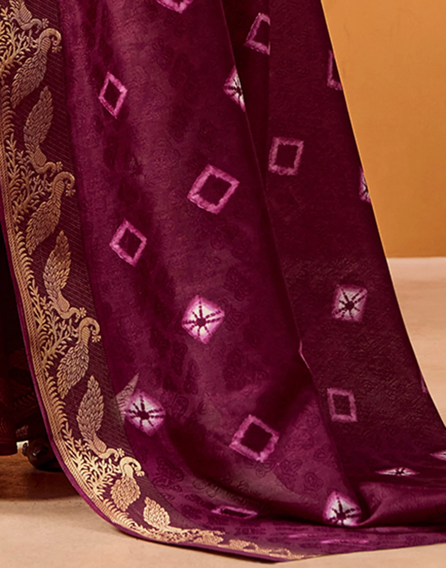 Wine Silk Woven Printed Saree - Image 6