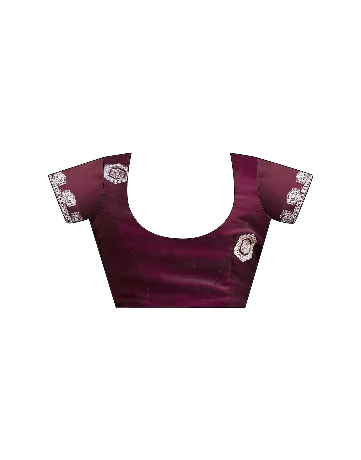 Wine Tissue Silk Sequence Embroidery Saree - Image 10