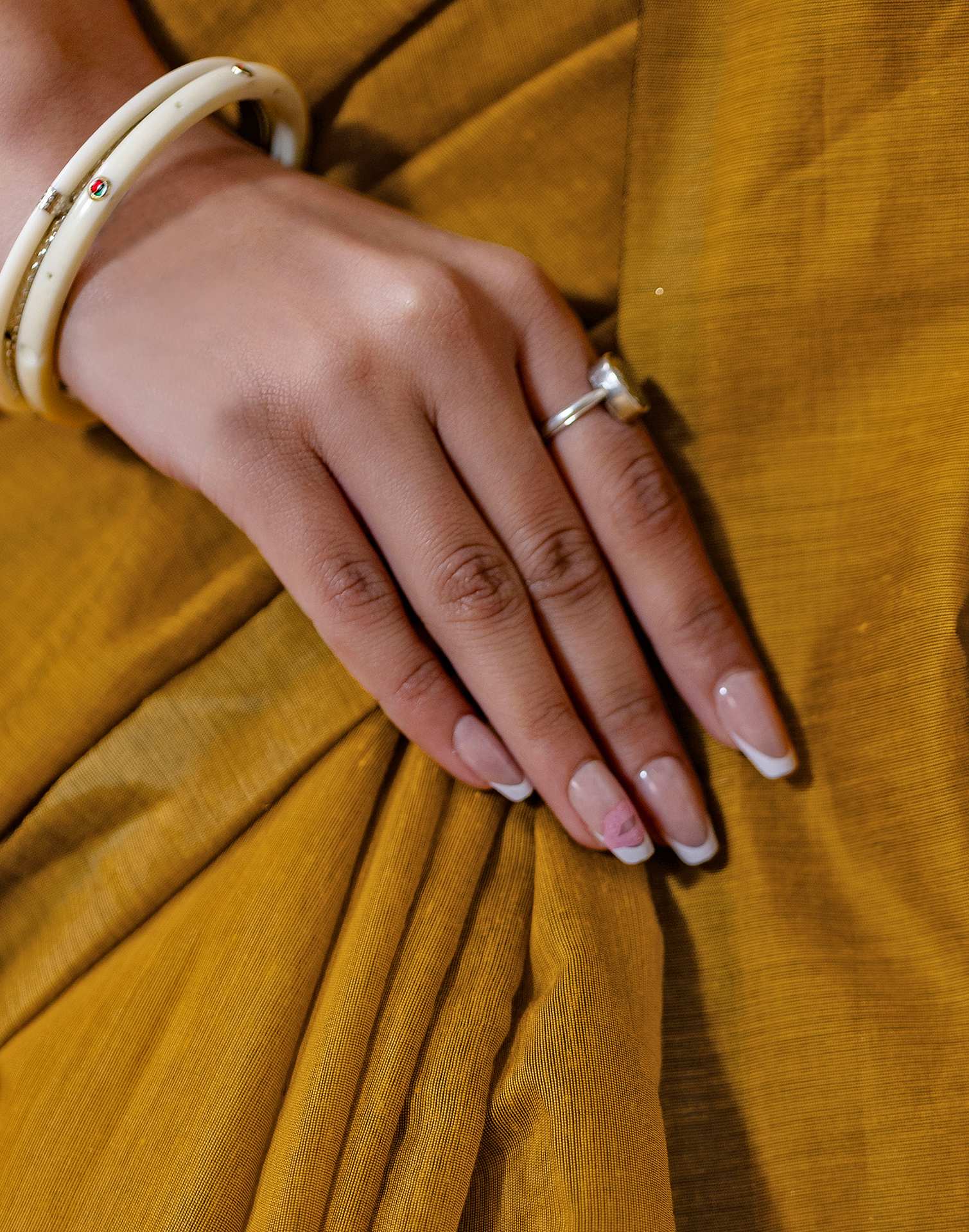 Yellow Chanderi Cotton Tassels Plain Saree - Image 11