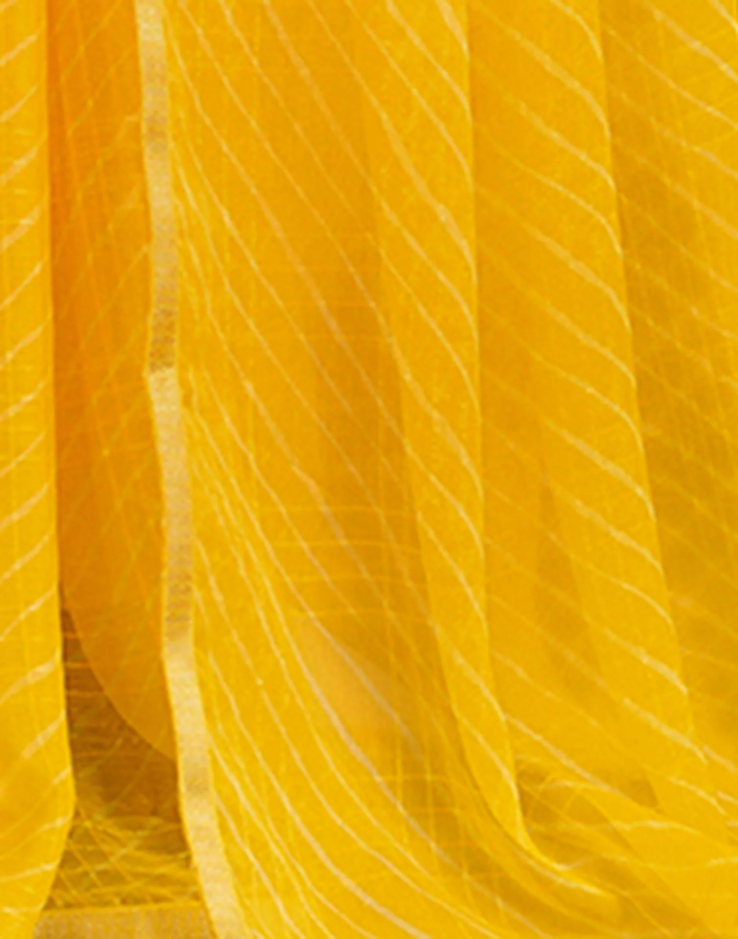 Yellow Chiffon Laheriya Saree - Image 7