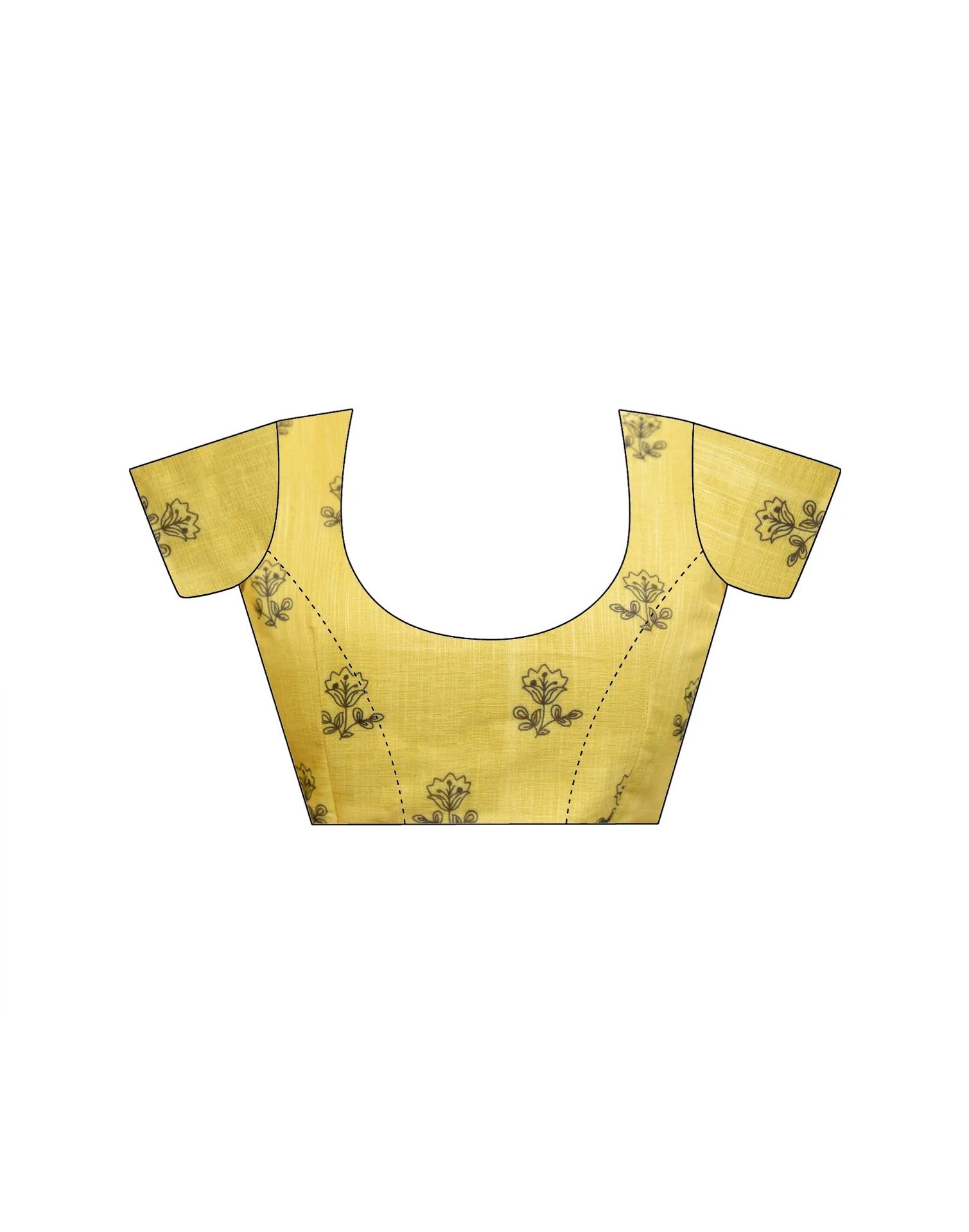 Yellow Cotton Printed Saree - Image 13