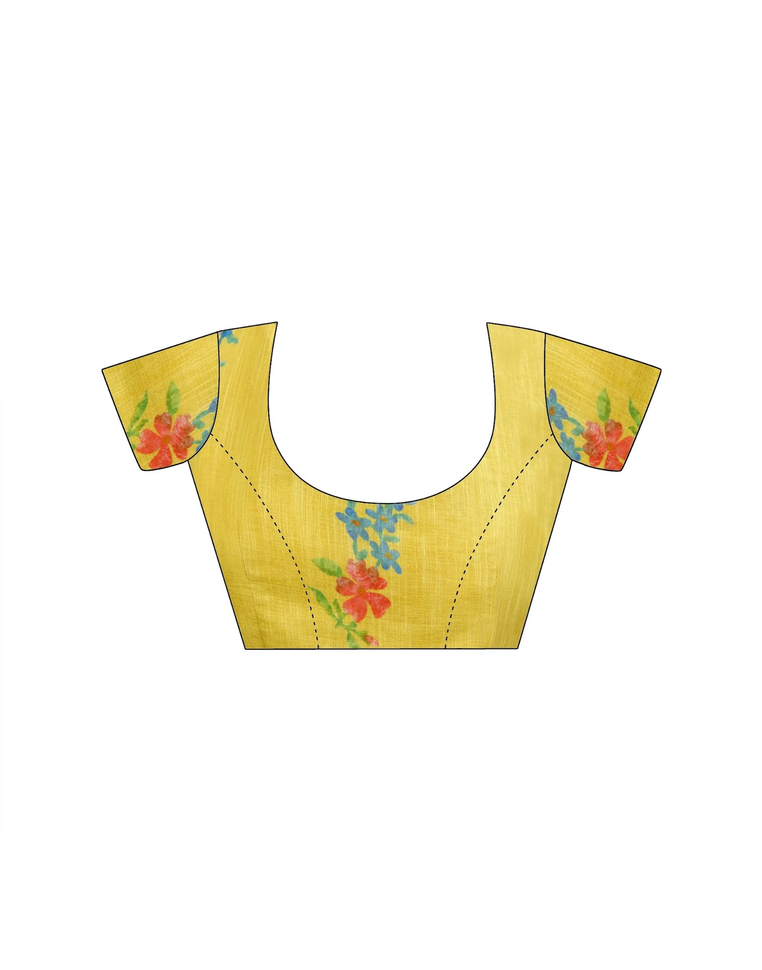 Yellow Cotton Printed Saree - Image 11