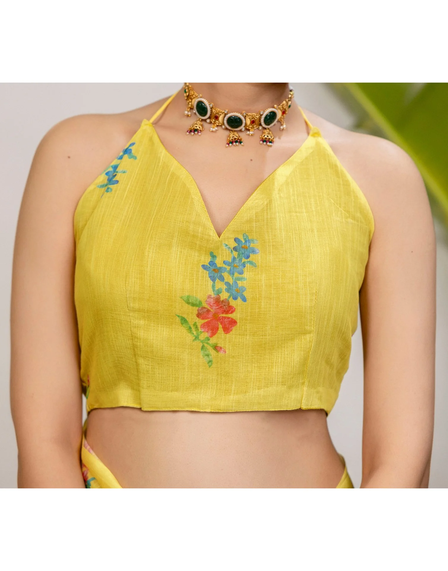 Yellow Cotton Printed Saree - Image 9