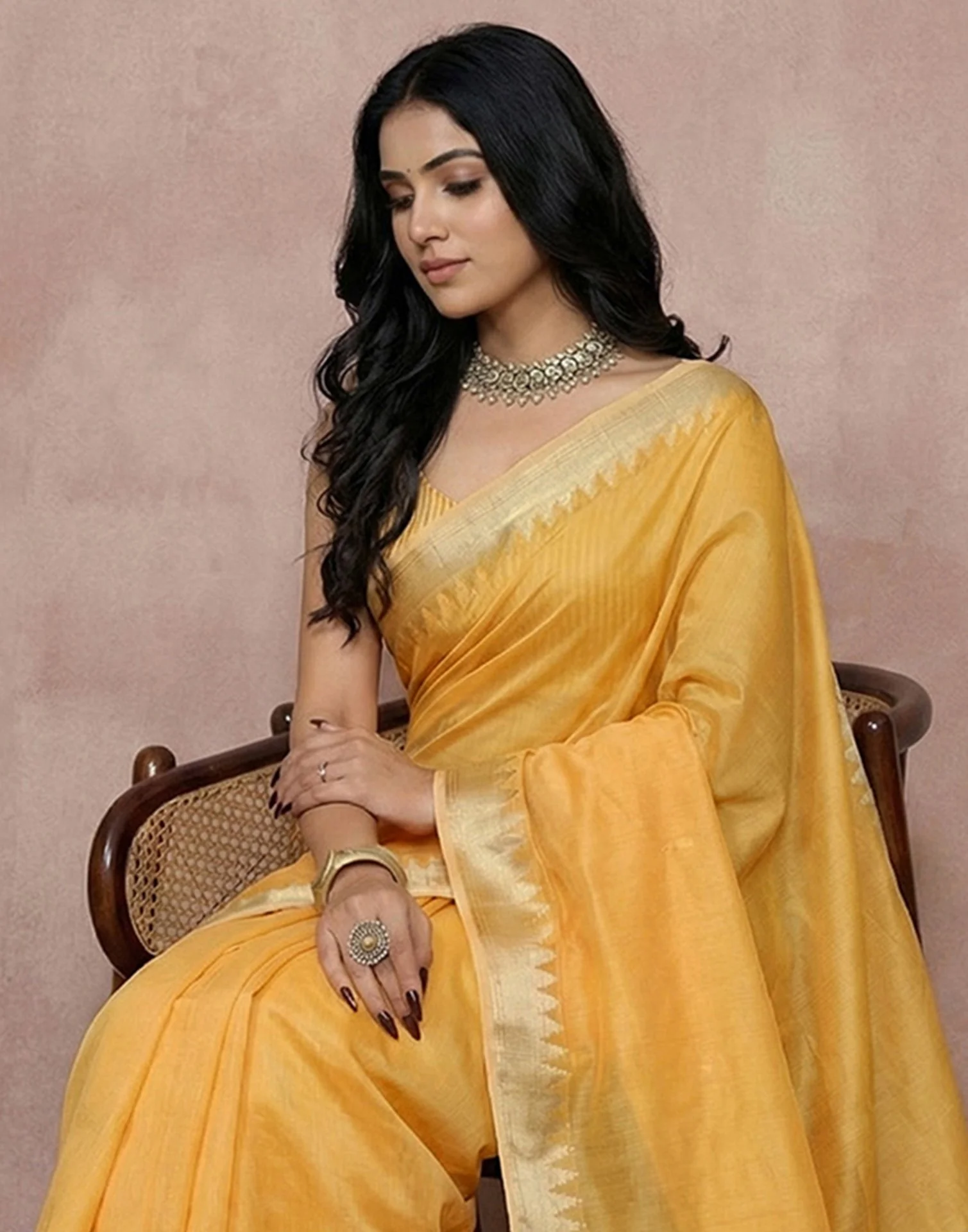 Yellow Cotton Silk Woven Border Saree - Image 2