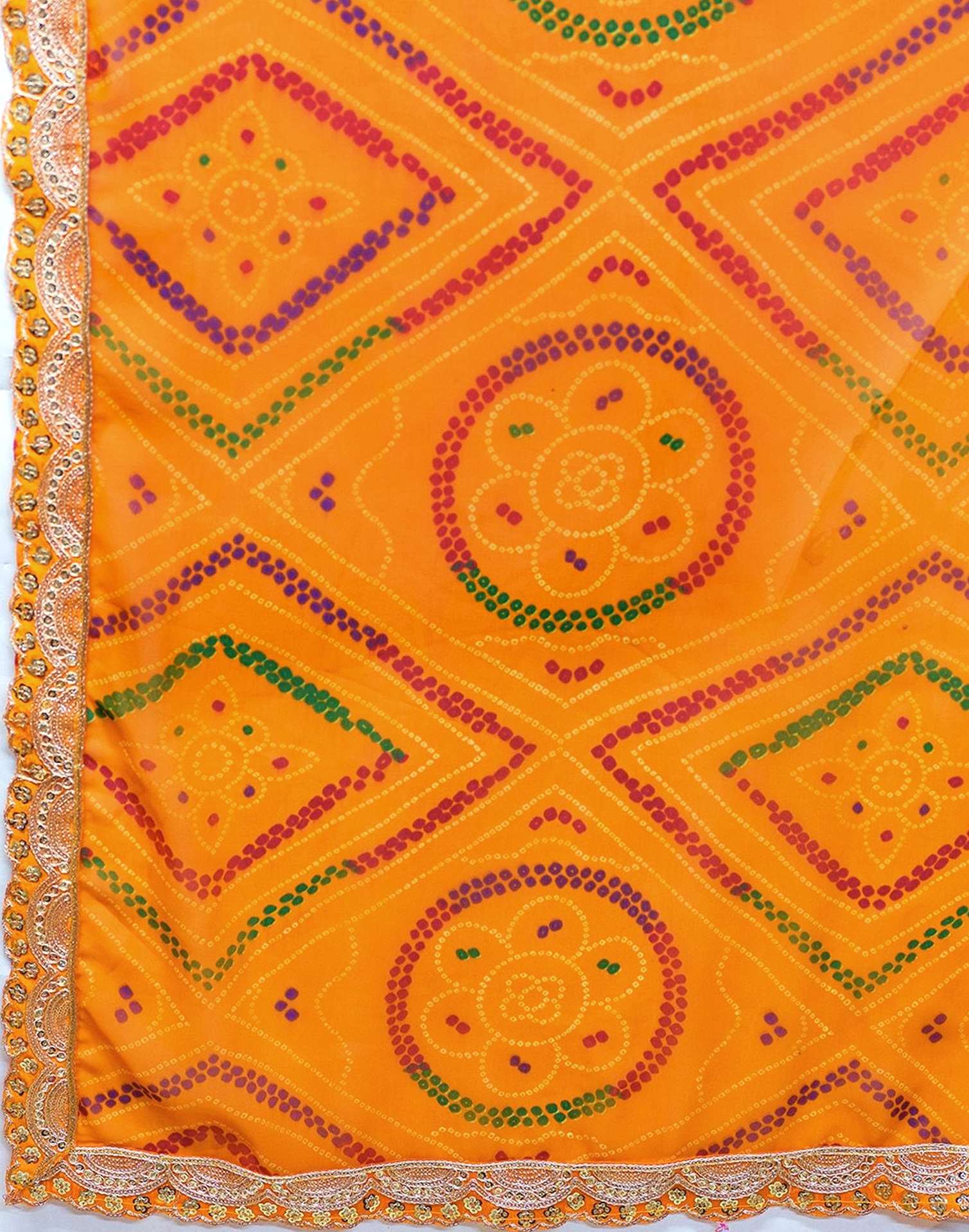 Yellow Georgette Bandhani Printed SareeĀ - Image 7