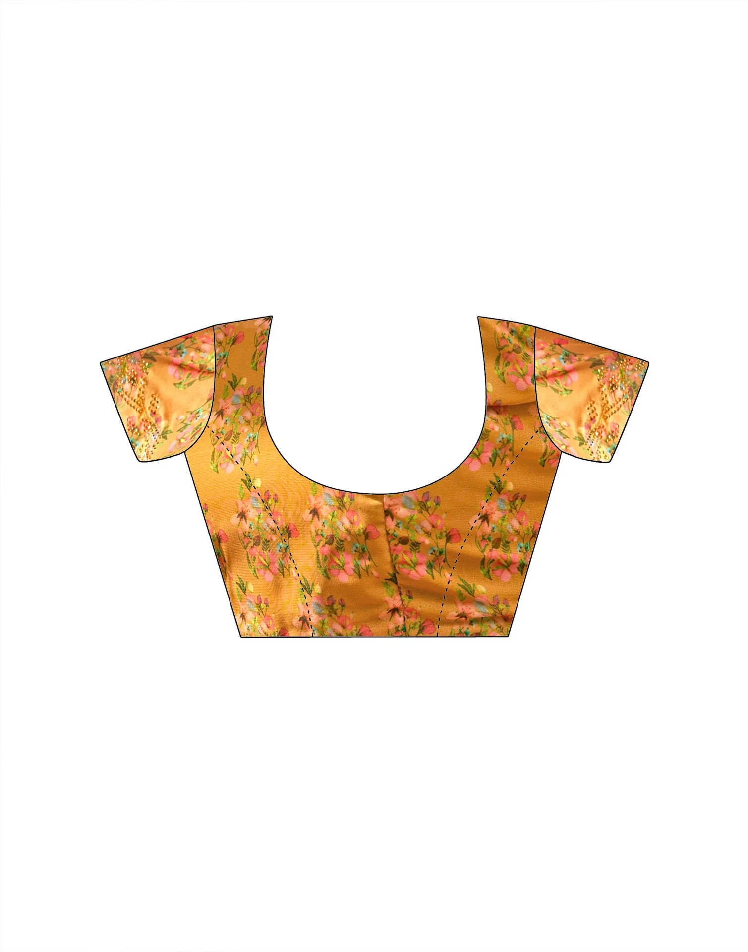 Yellow Georgette Floral Printed Saree - Image 10
