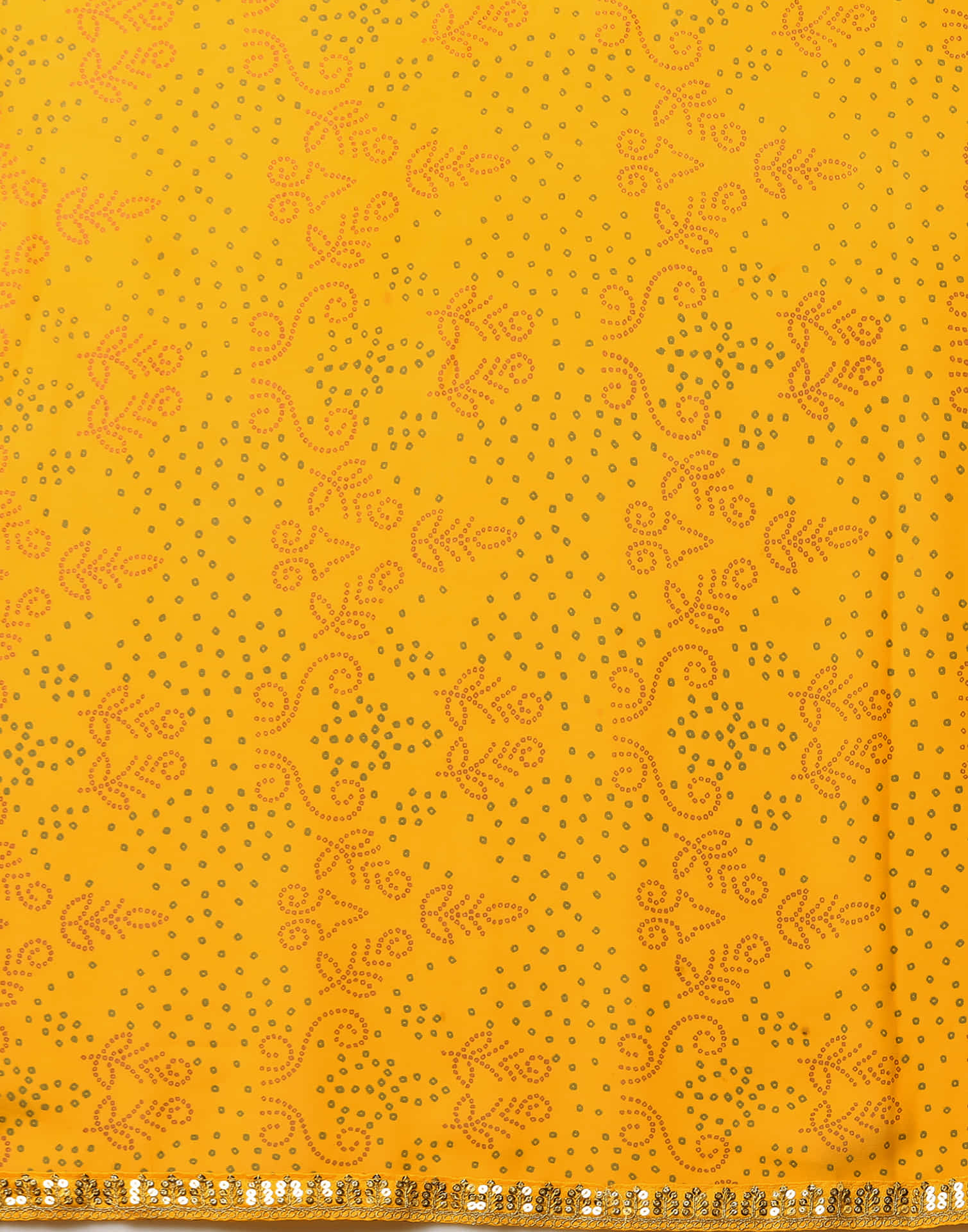 Yellow Georgette Printed Bandhani Saree - Image 6