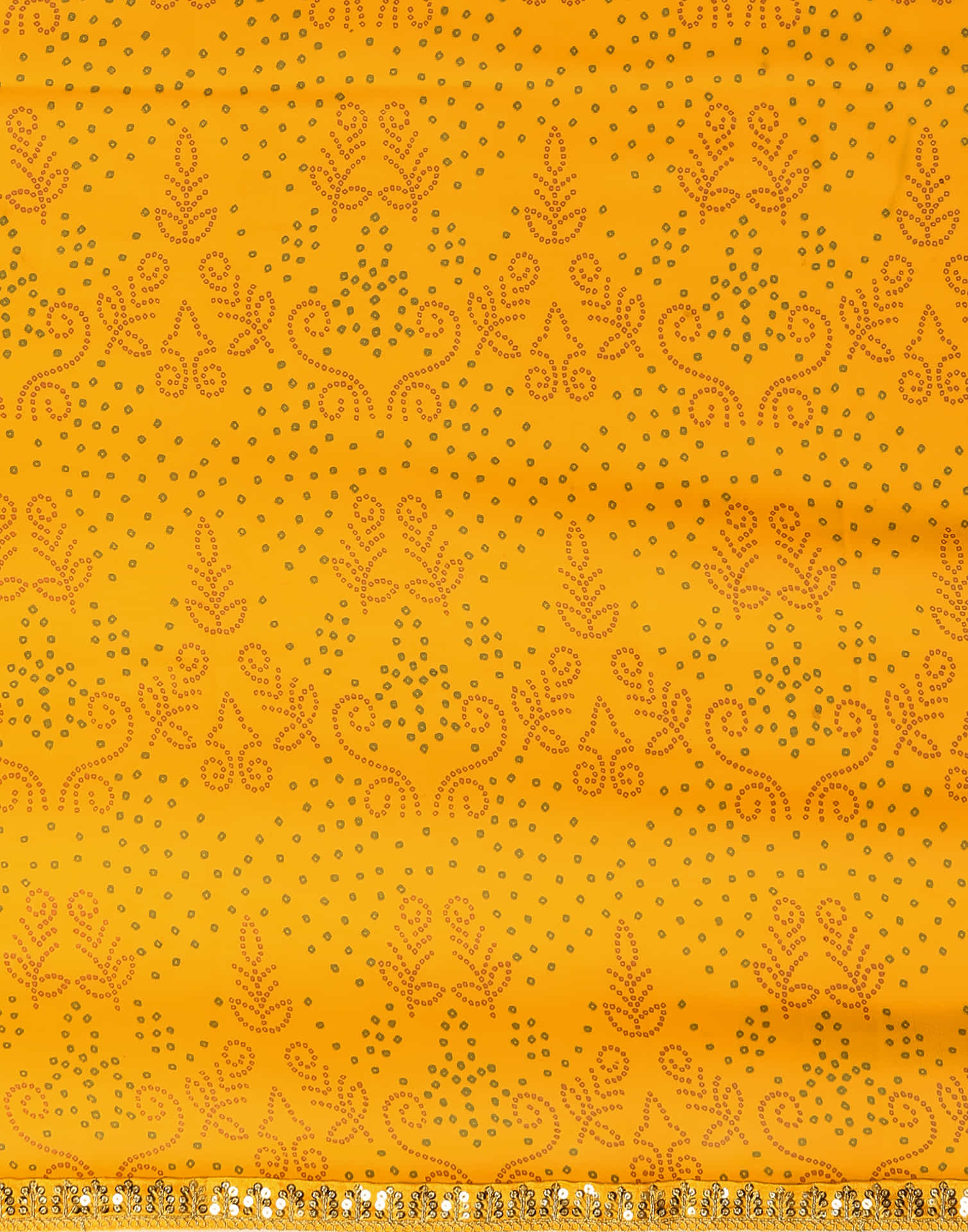 Yellow Georgette Printed Bandhani Saree - Image 7