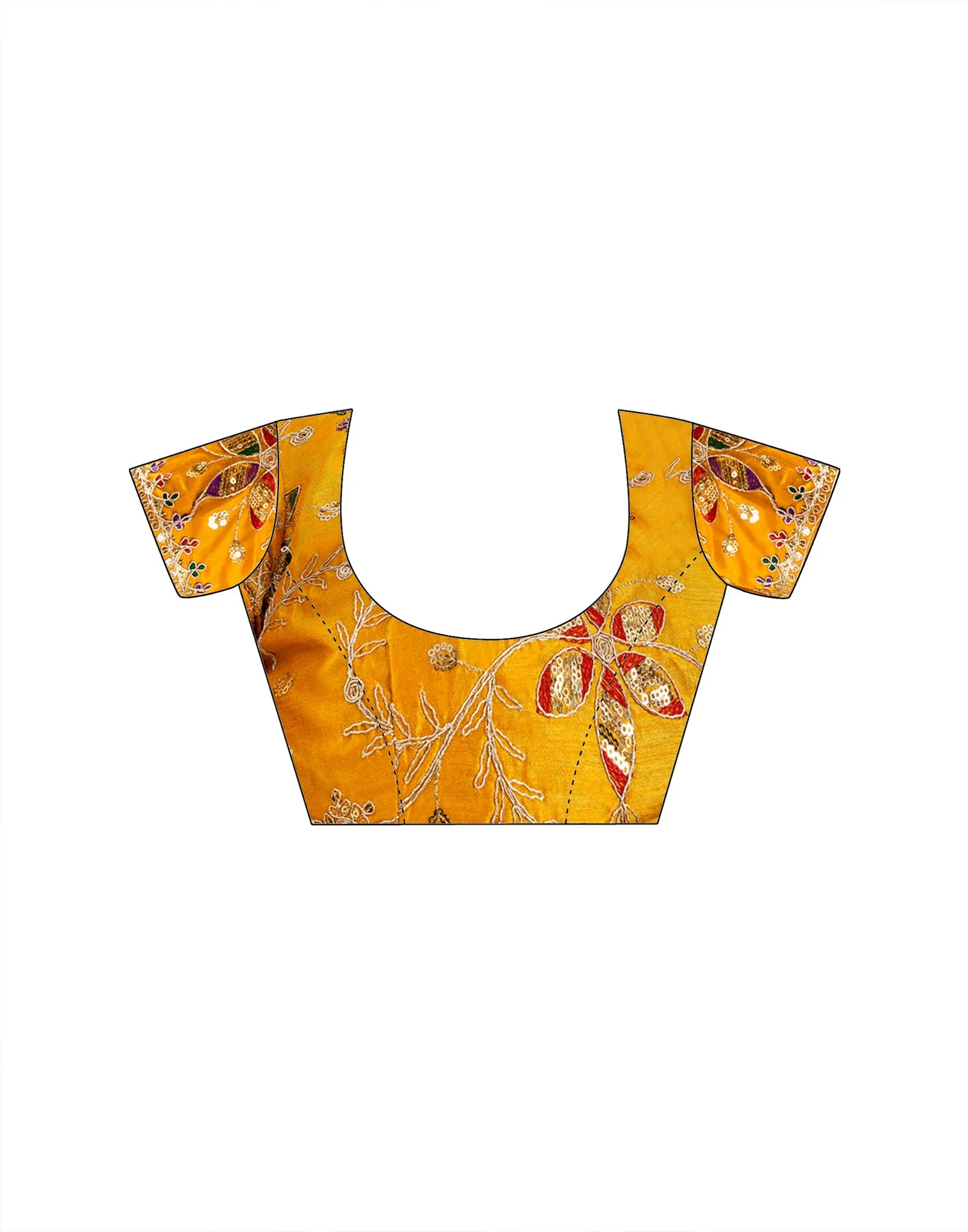 Yellow Georgette Printed Bandhani Saree - Image 7