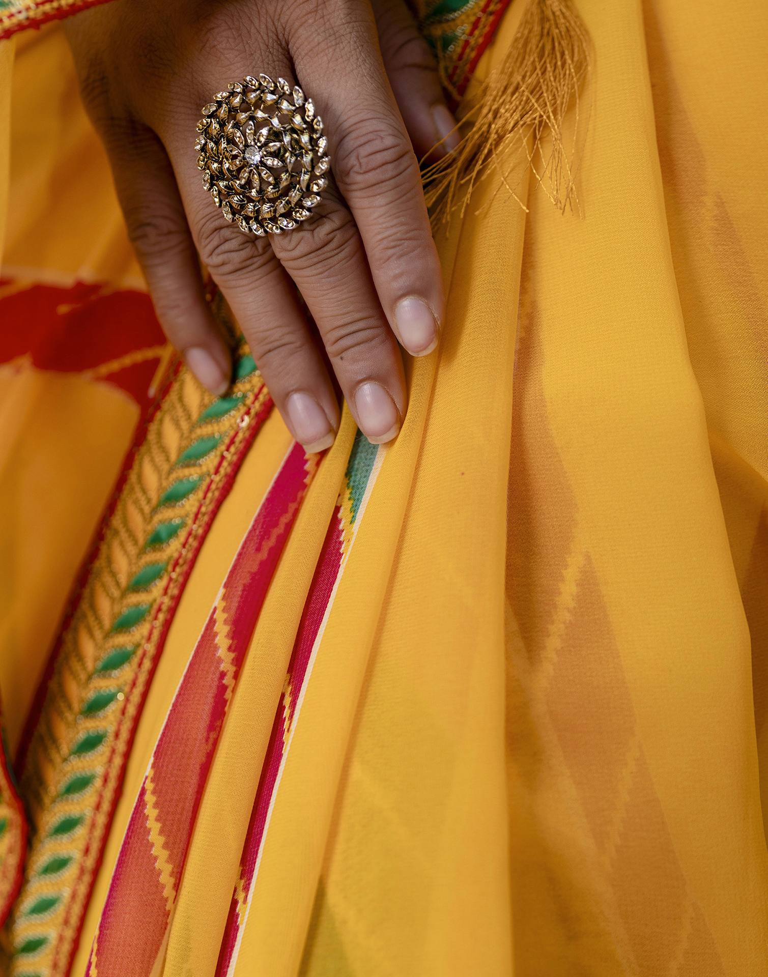 Yellow Georgette printed Saree - Image 10