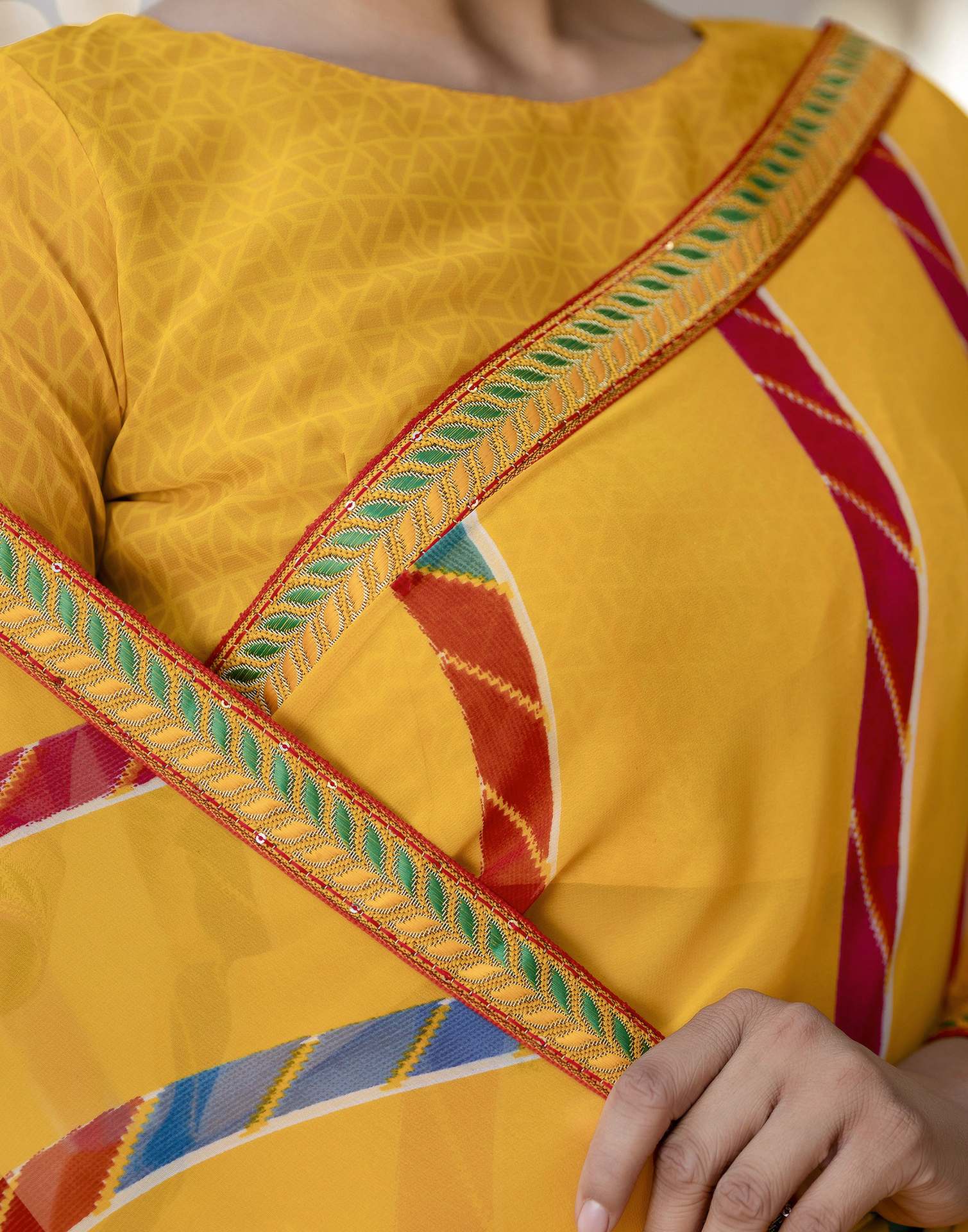 Yellow Georgette printed Saree - Image 8