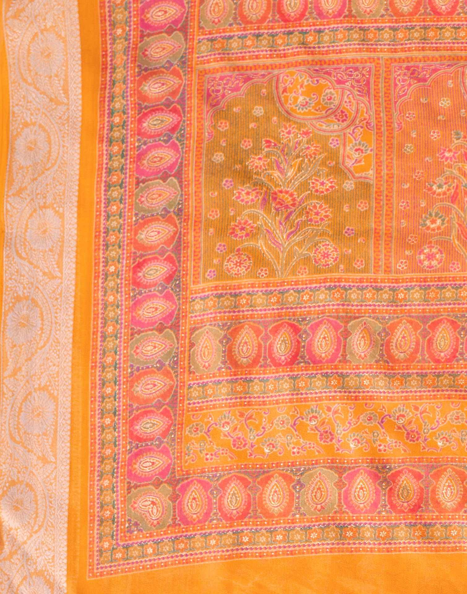Yellow Georgette Printed Saree - Image 7