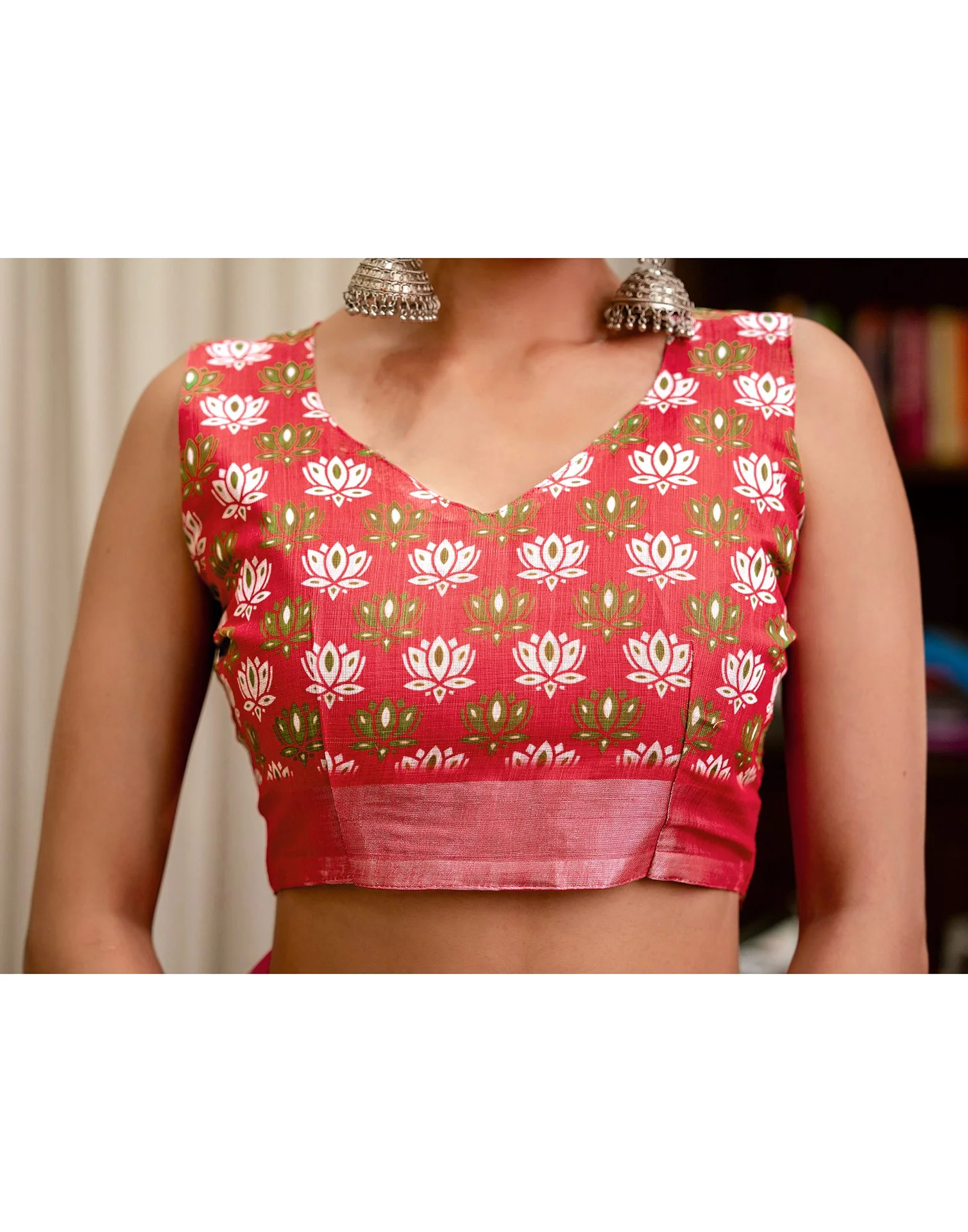 Yellow Linen Kalamkari Printed Saree - Image 11