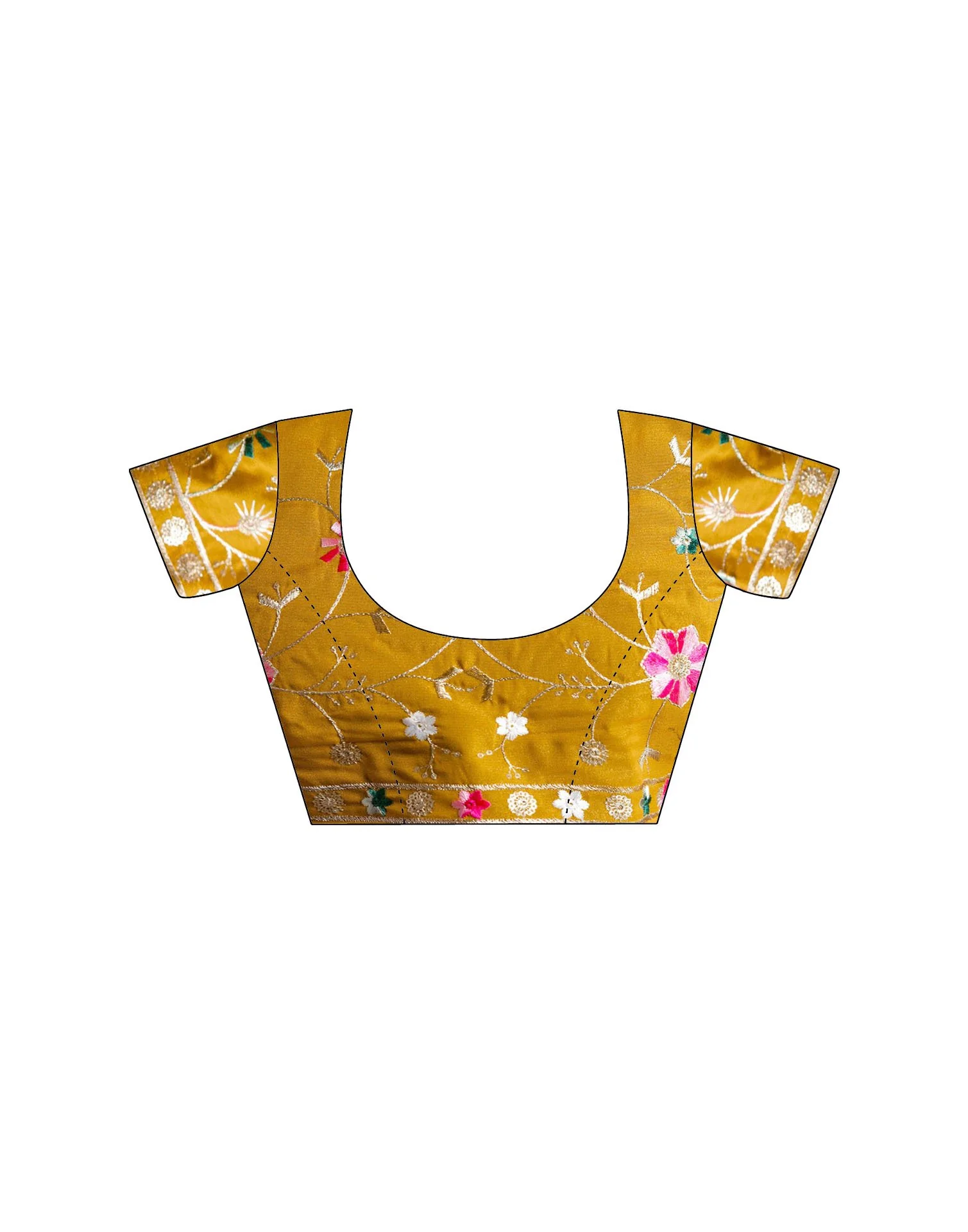 Yellow Shimmer Embroidery lace Saree - Image 12